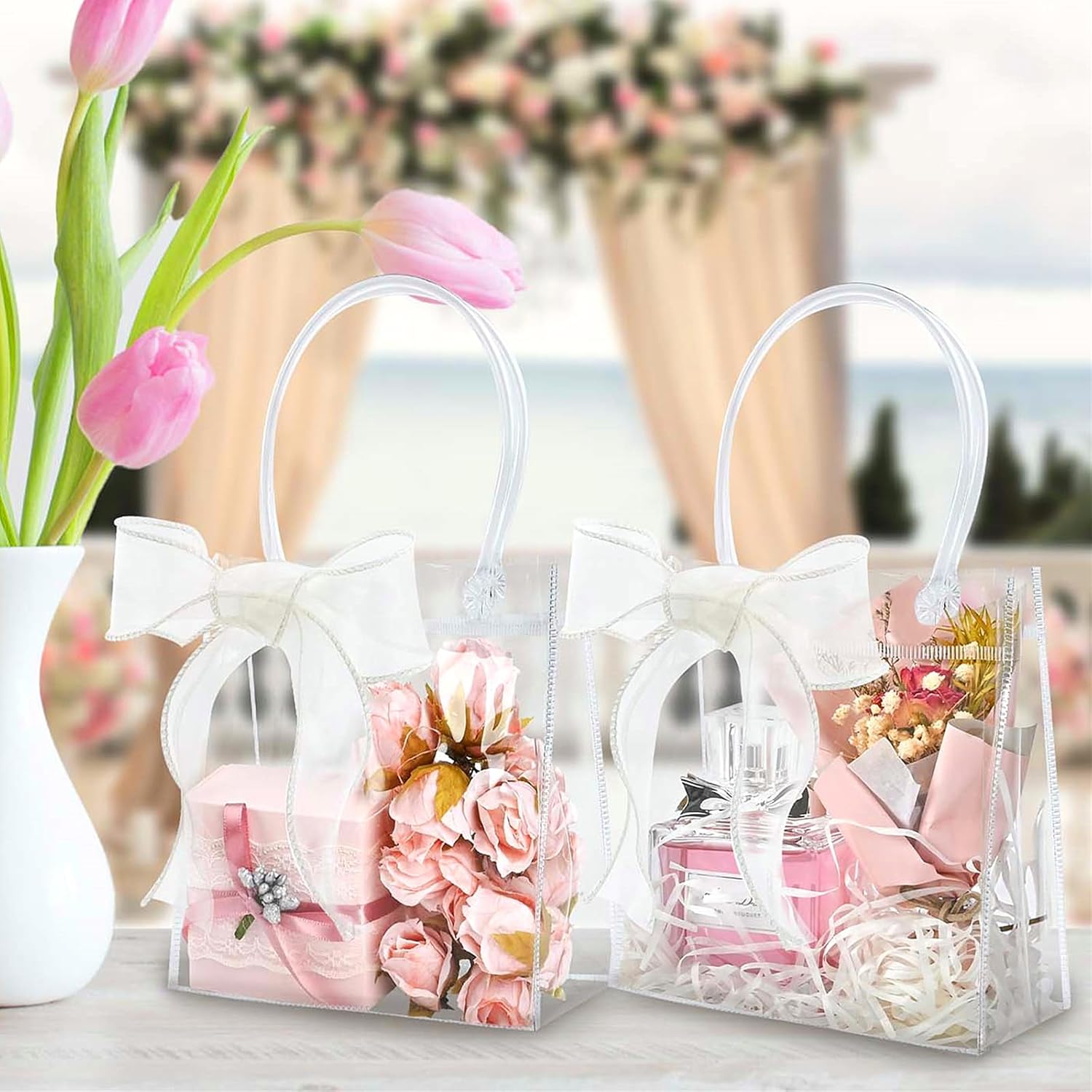 Jutieuo 16 Pack Clear Gift Bags with Handles