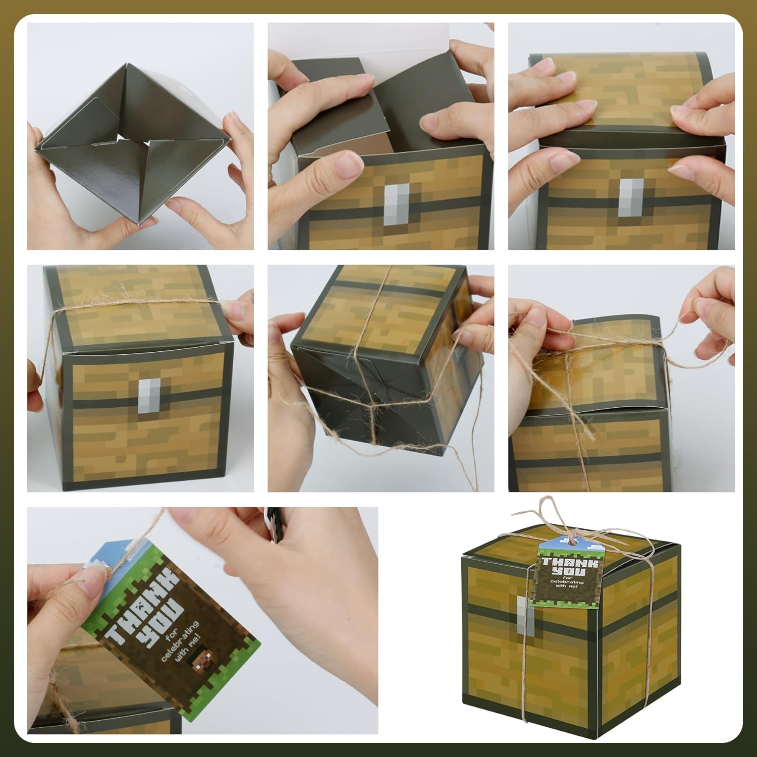 HOMEZZO Pixel Game Party Favor Boxes Set of 16
