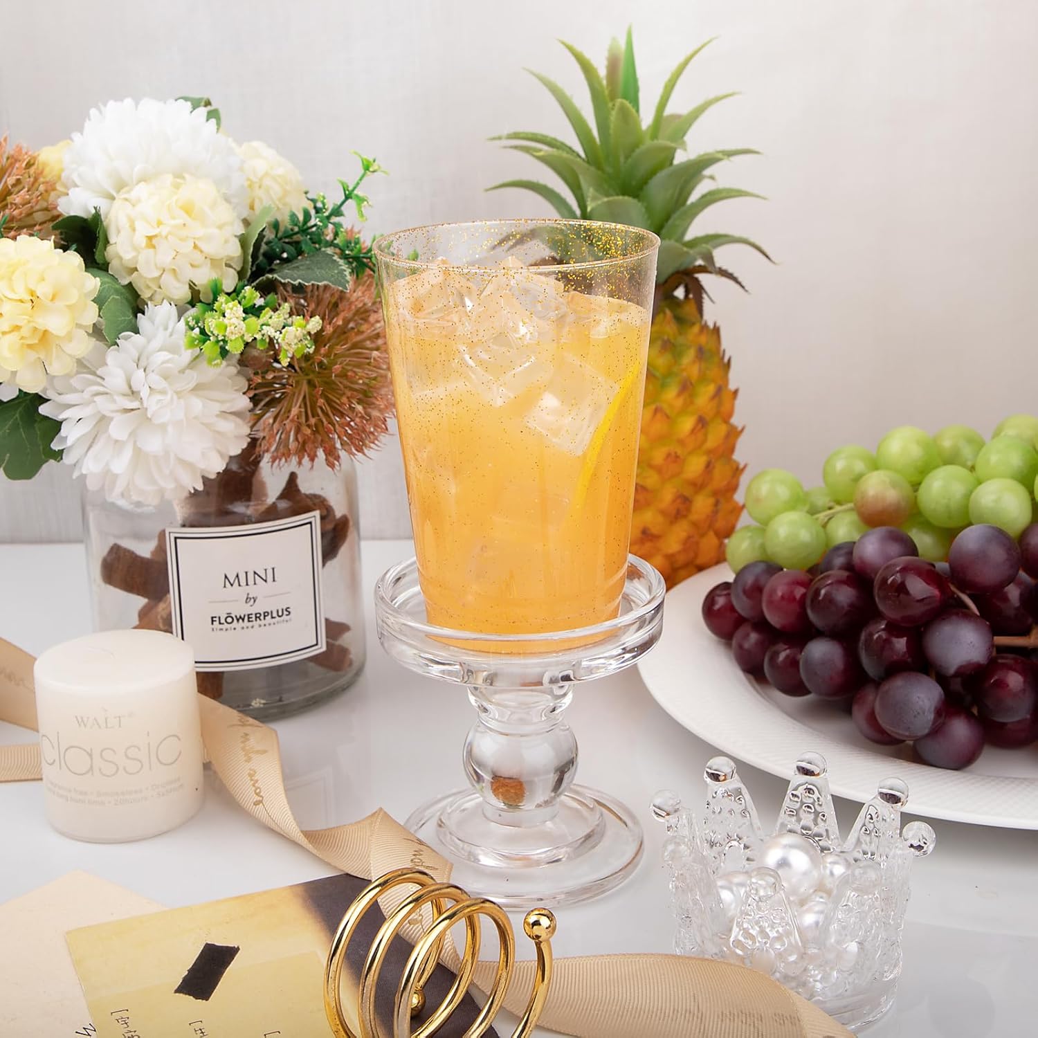 100 Pack Gold Glitter 12 Oz Party Cups for Events