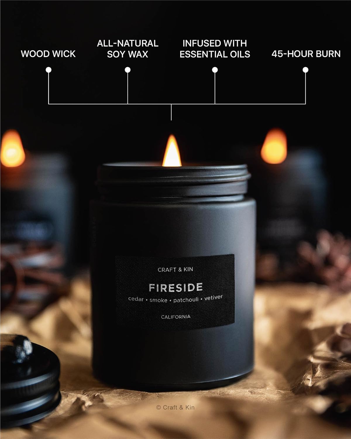 Craft Kin Smokey Fireside Candle for Men