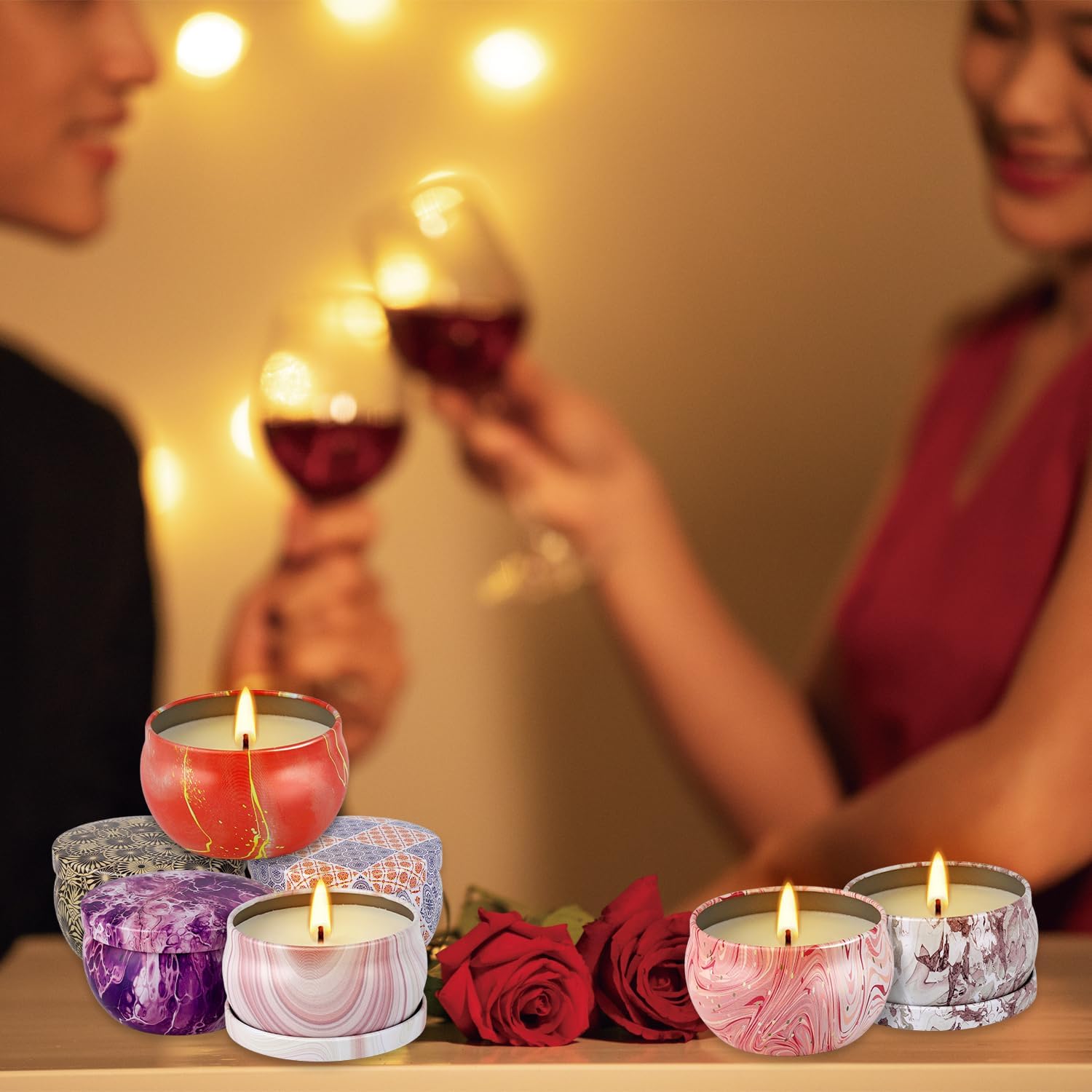 24 Piece Smokeless Candle Set with 8 Hour Burn Time for Aromatherapy