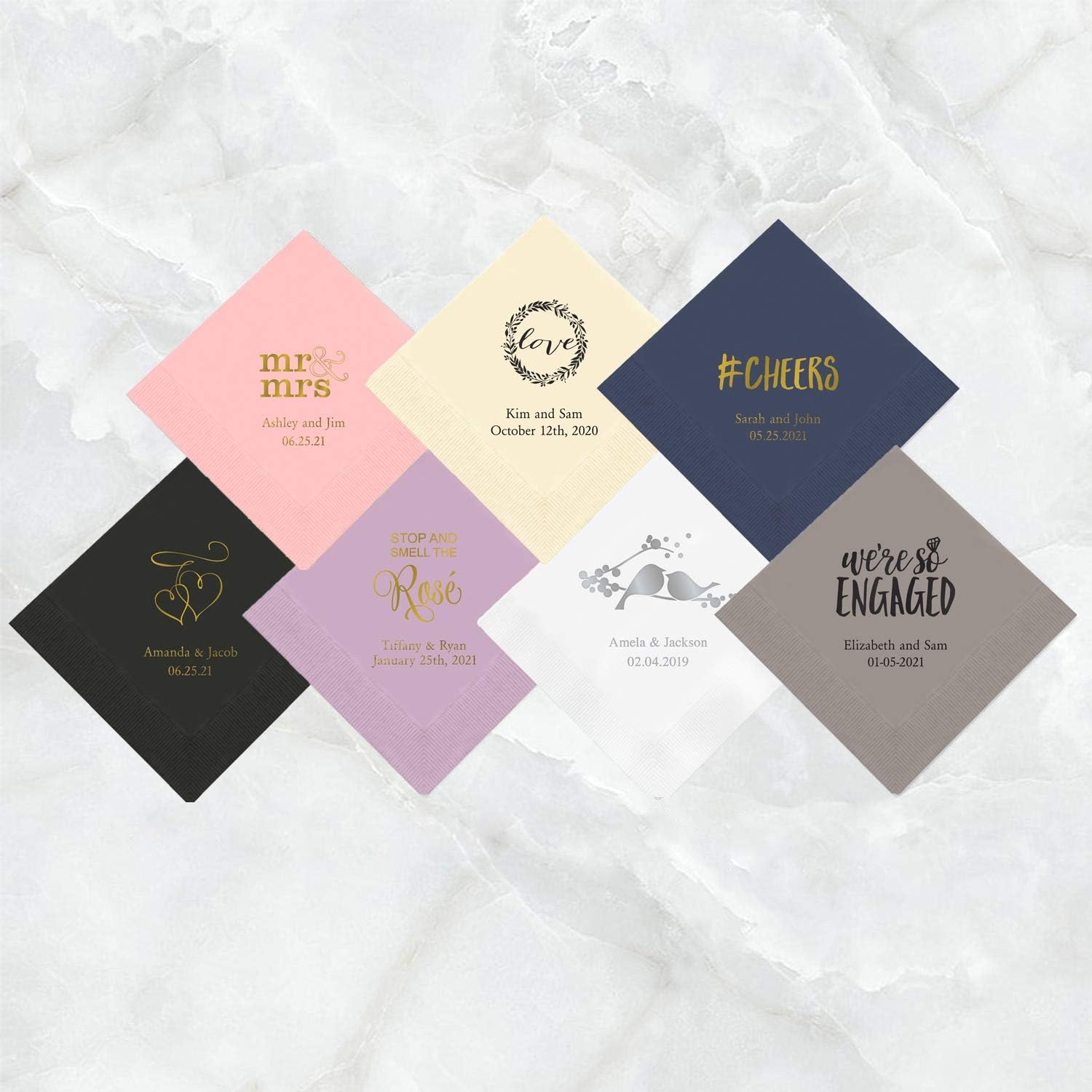 Weddingstar Personalized Cocktail Ivory Napkins 3-Ply 50 Pack