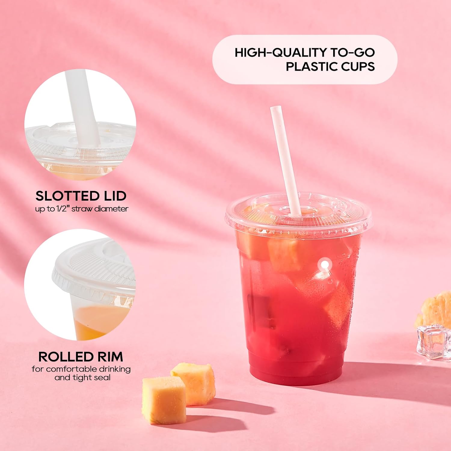 100 Pack 12 OZ Clear Plastic Cups for Parties
