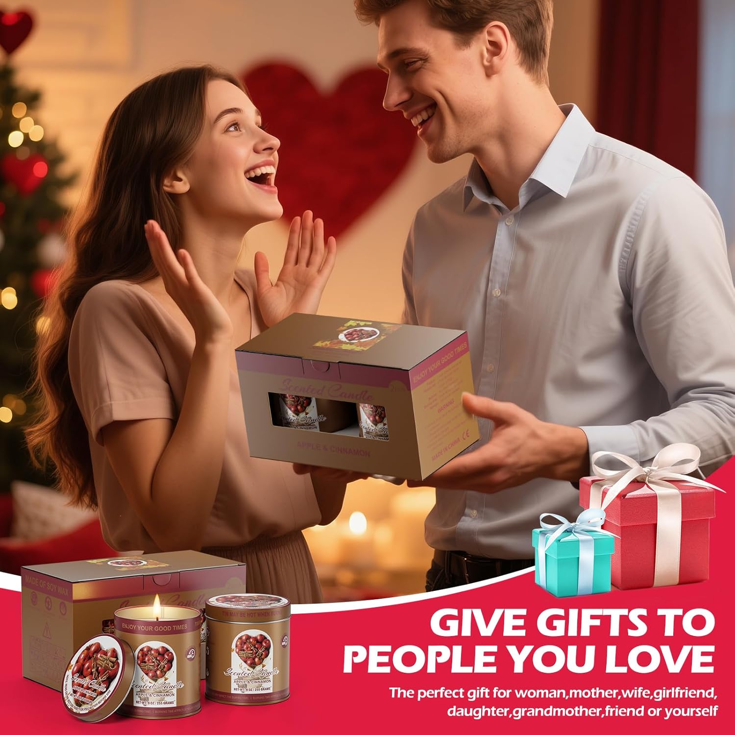 Apple Cinnamon Scented Candle Set 2 Pack