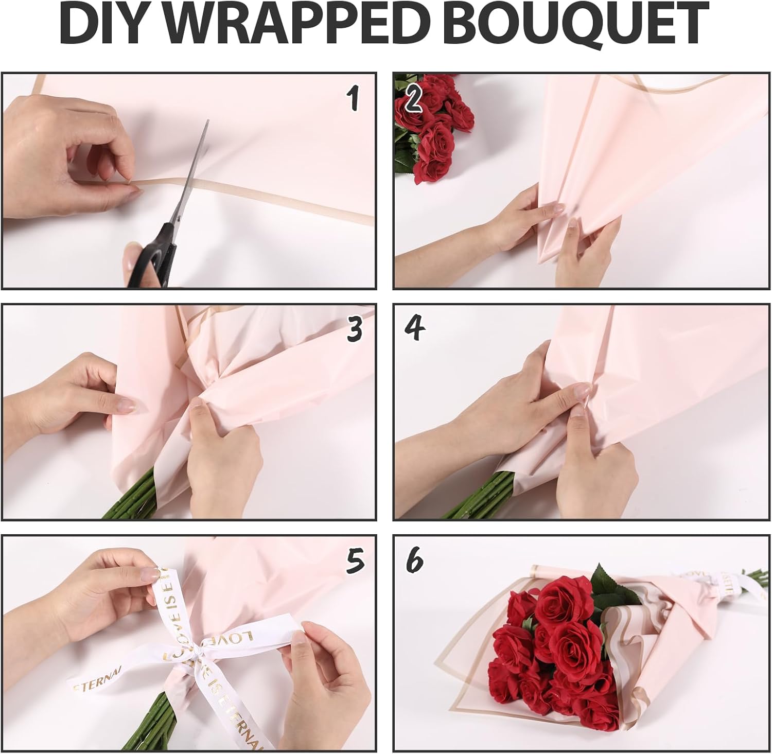 20 Sheet Waterproof Flower Wrap Paper in Pink