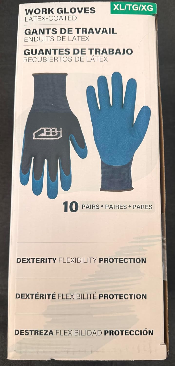 Heavy Duty Latex Coated Gloves 10 Pack XL