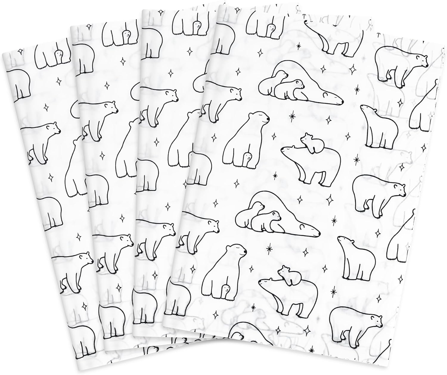 MR FIVE 100 Sheets Black Polar Bear Tissue Paper Bulk