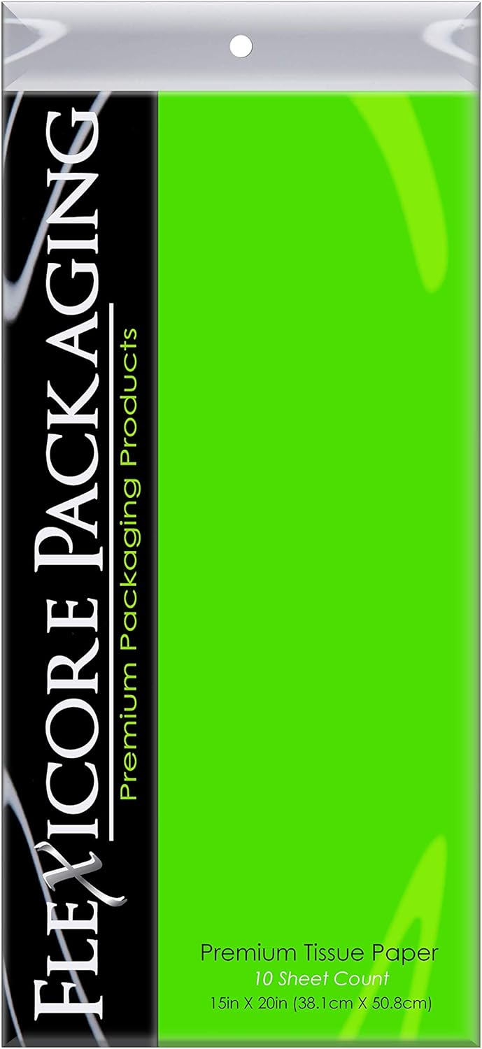 Flexicore Packaging Lime Green Wrapping Tissue Paper 15x20 10 Sheets
