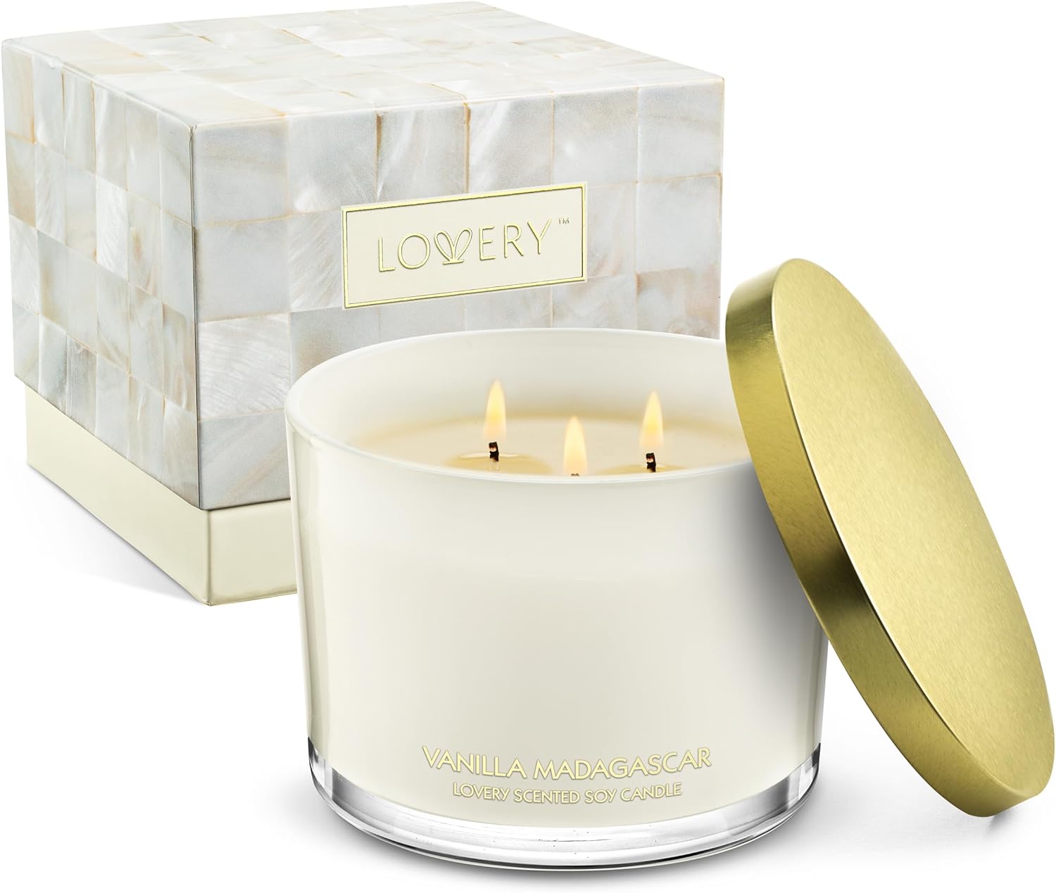 Luxury Vanilla Soy Candles 3 Wick Jar 50 Hour Burn