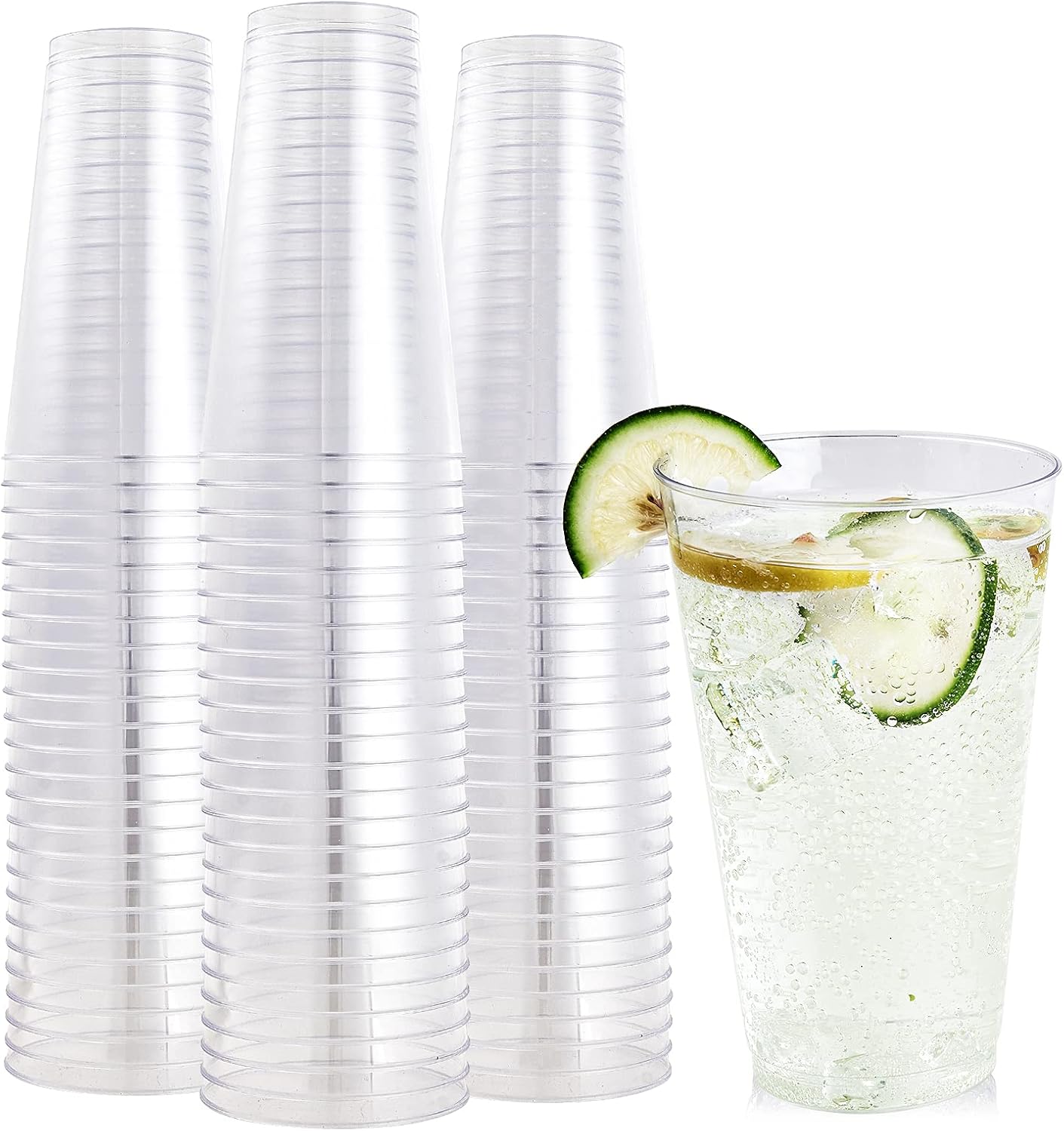 FOCUSLINE 100 Pack 16 Oz Clear Plastic Cups