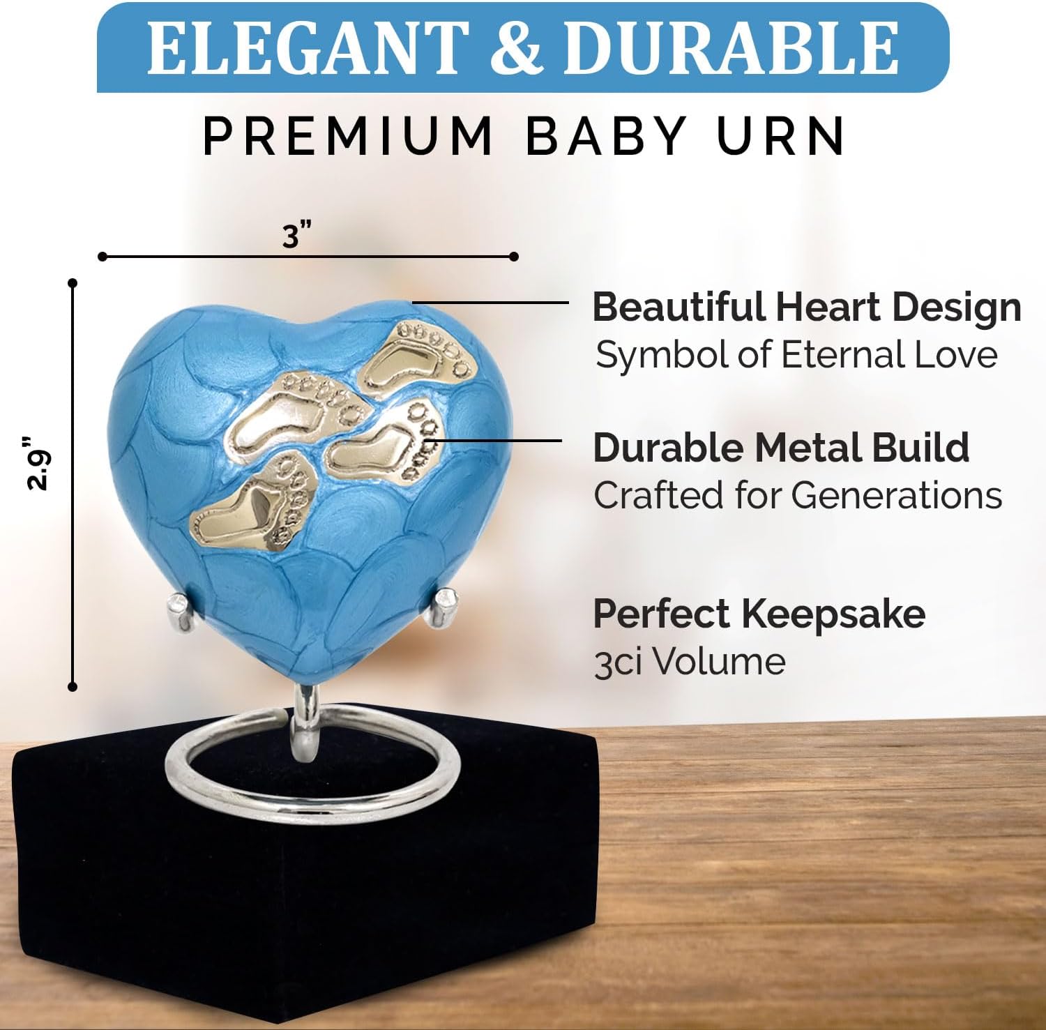 Baby Urns for Ashes Boy Girl - Heart Shaped Mini Urn with Stand