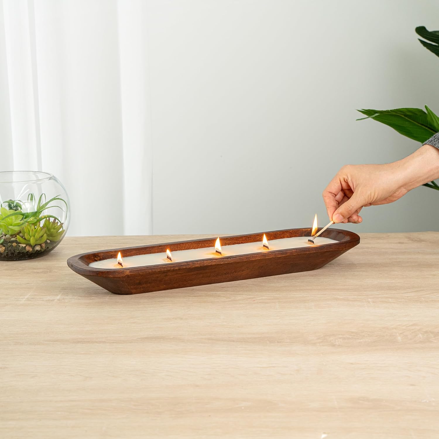 Coco Casa Wood Dough Bowl Candles with Wooden Wick