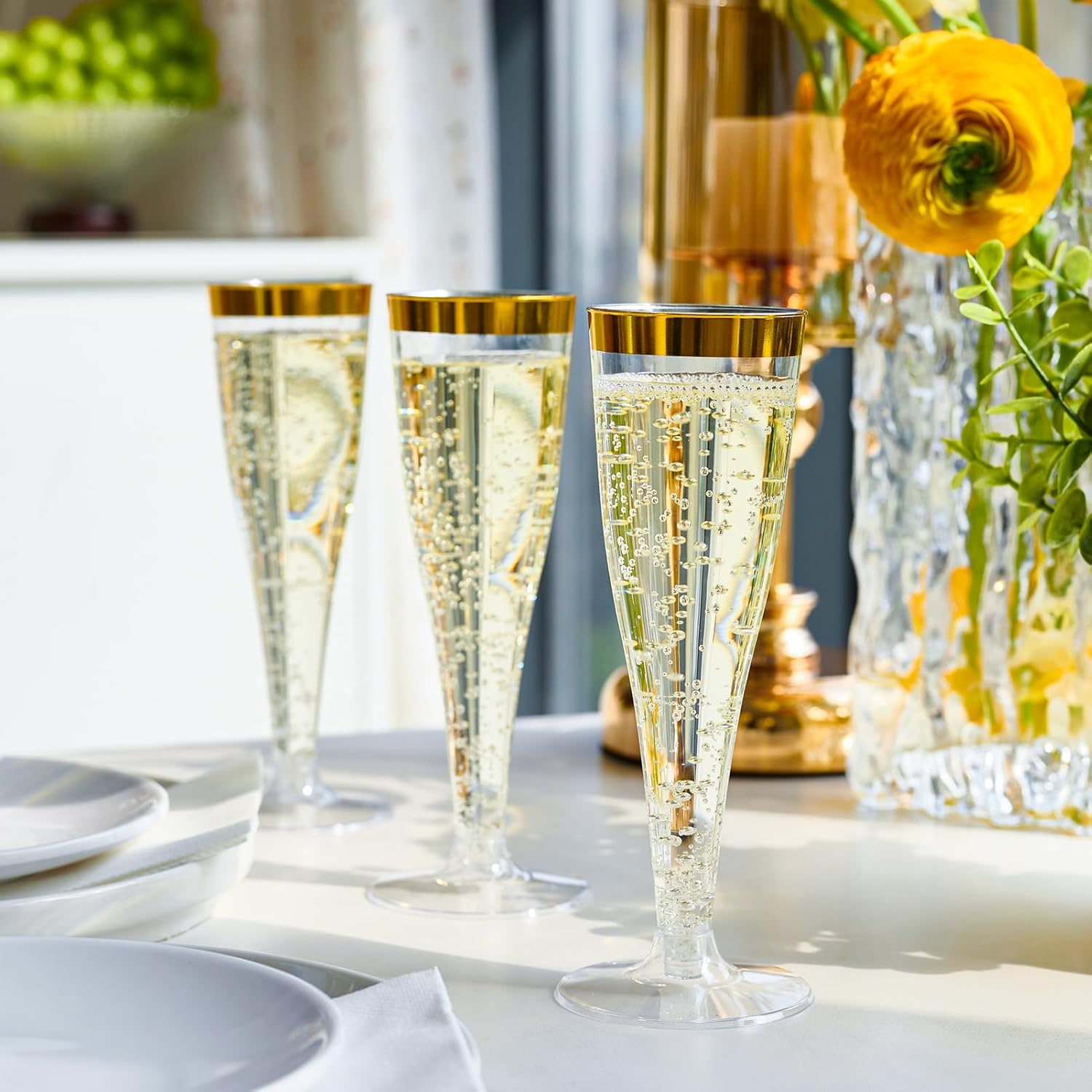 FOCUSLINE 50 Pack Plastic Champagne Flutes