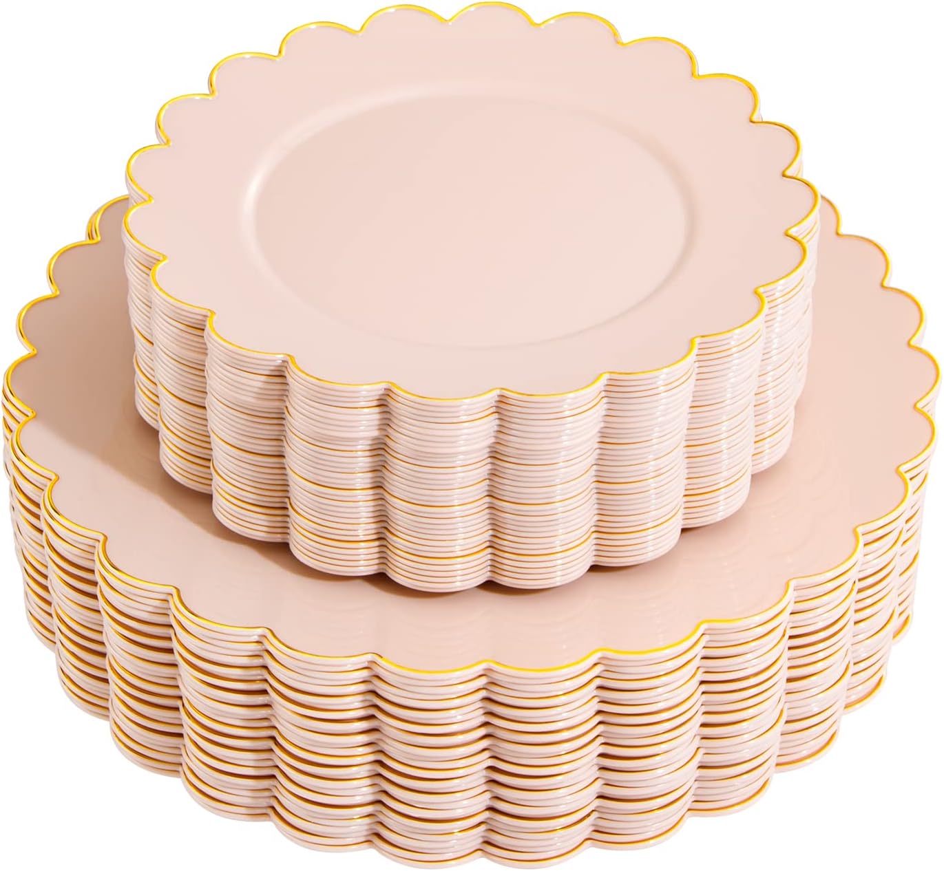 LIYH 60 Pcs Pink Gold Plastic Plate Set