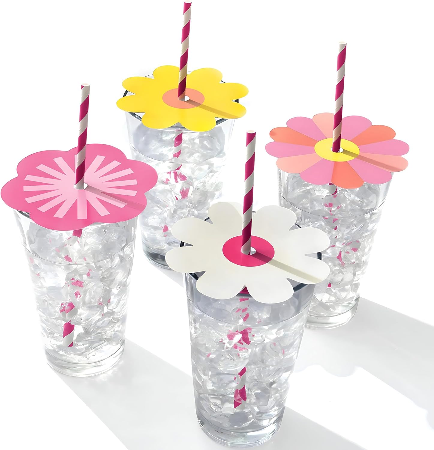 Throwback Summer Drink Toppers with Paper Straws - 438 Pack of 12