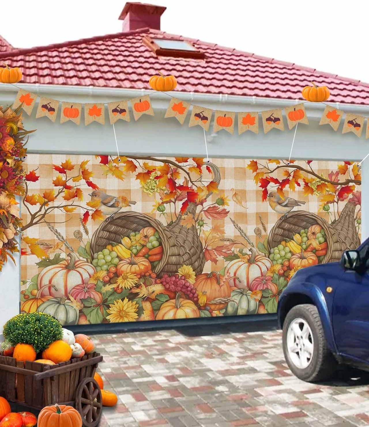 Fall Garage Door Banner Cover 7x8 ft Thanksgiving Decor