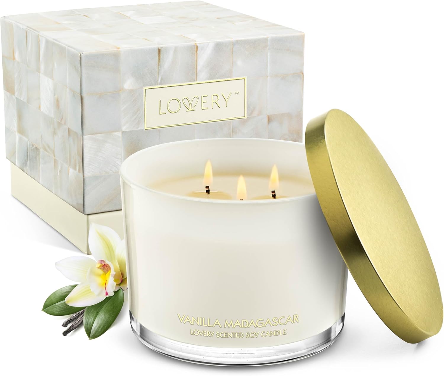 Luxury Vanilla Soy Candles 3 Wick Jar 50 Hour Burn