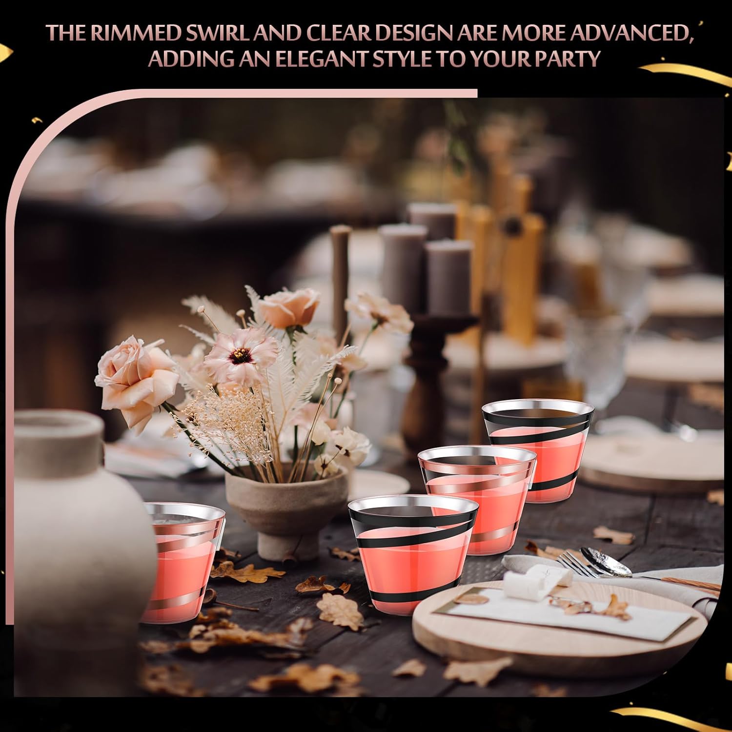Gejoy 9 oz Clear Plastic Cups for Wedding and Party Use