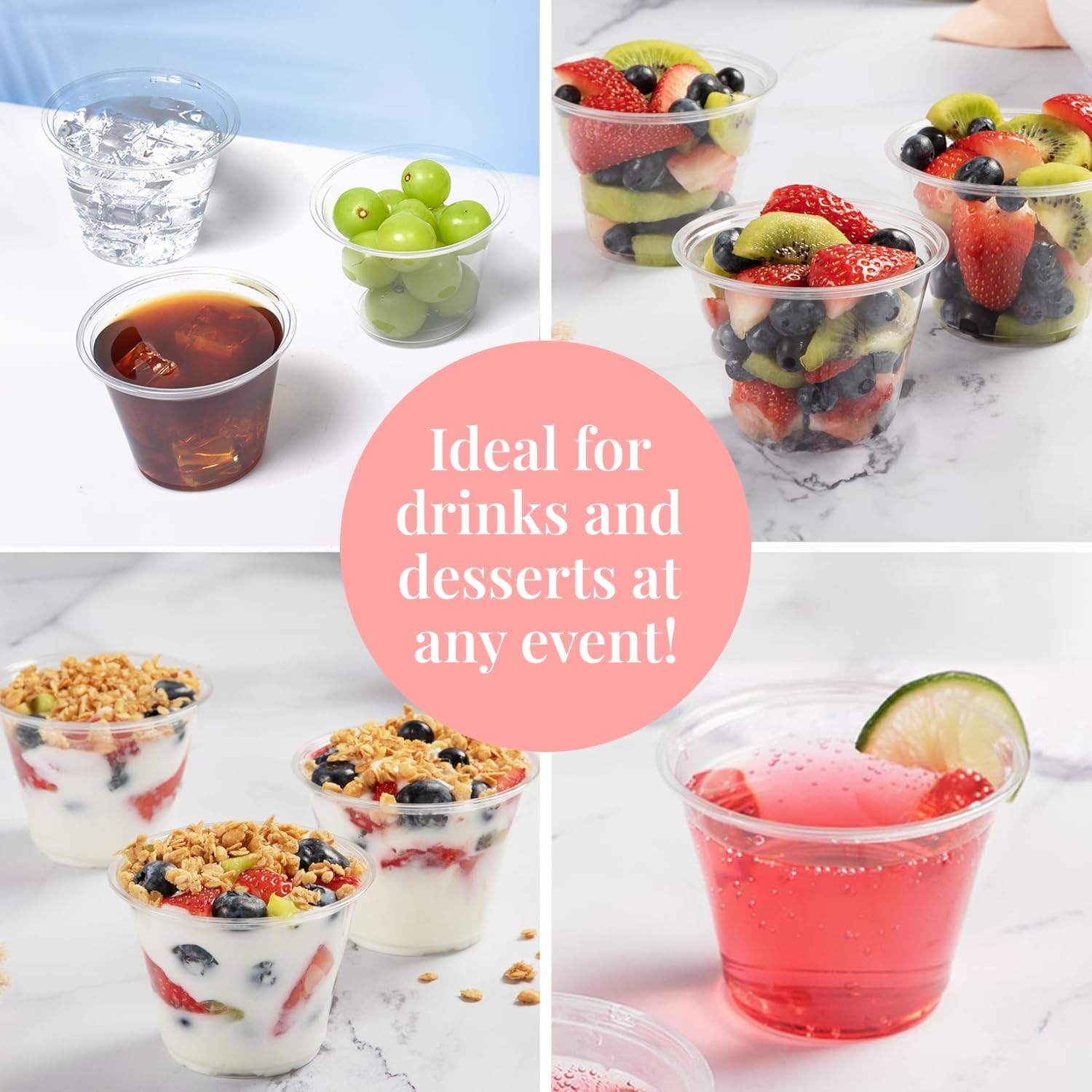 Prestee 200-Pack 9oz Clear Plastic Cups