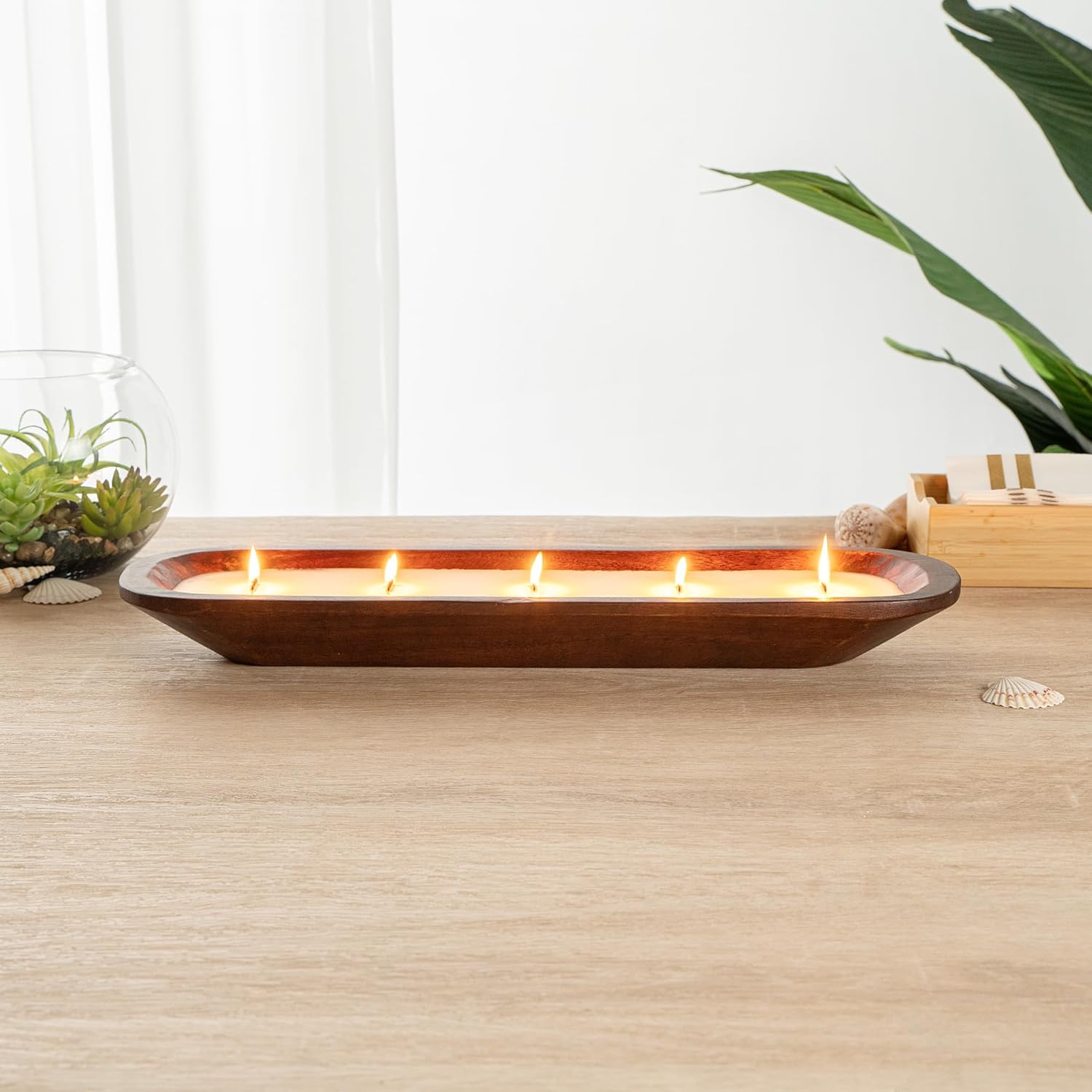 Coco Casa Wood Dough Bowl Candles with Wooden Wick