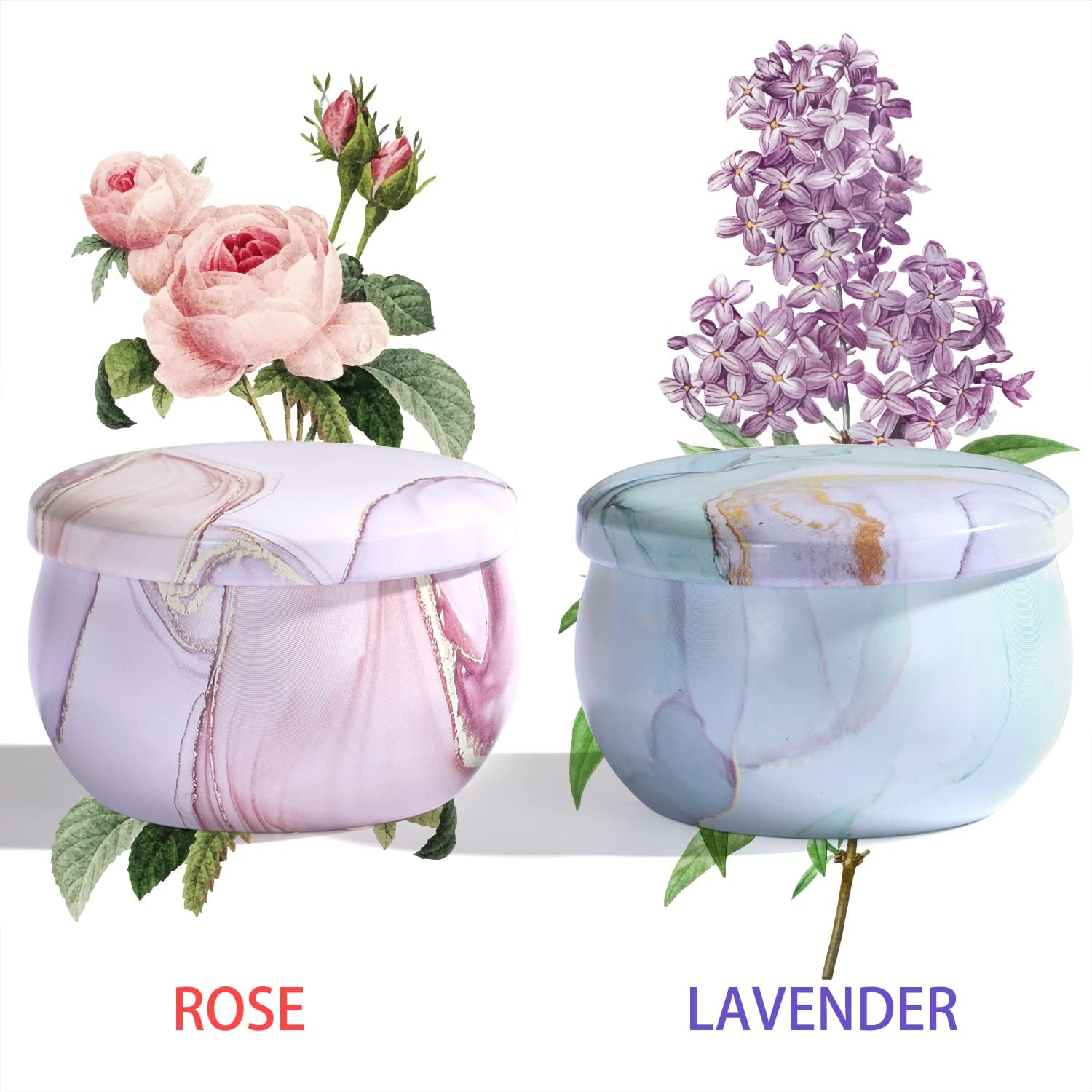 2-Pack Soy Candles Gift Set - Lavender Vanilla Rose