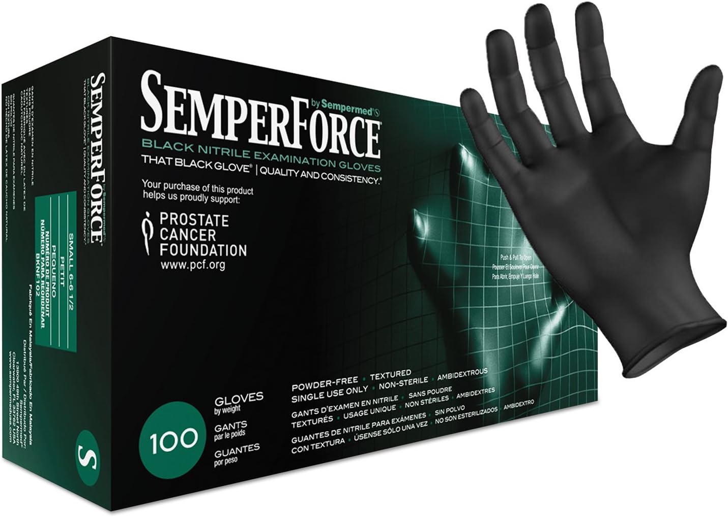 SemperForce Black Nitrile Gloves 4 Mil Small 100 Pack