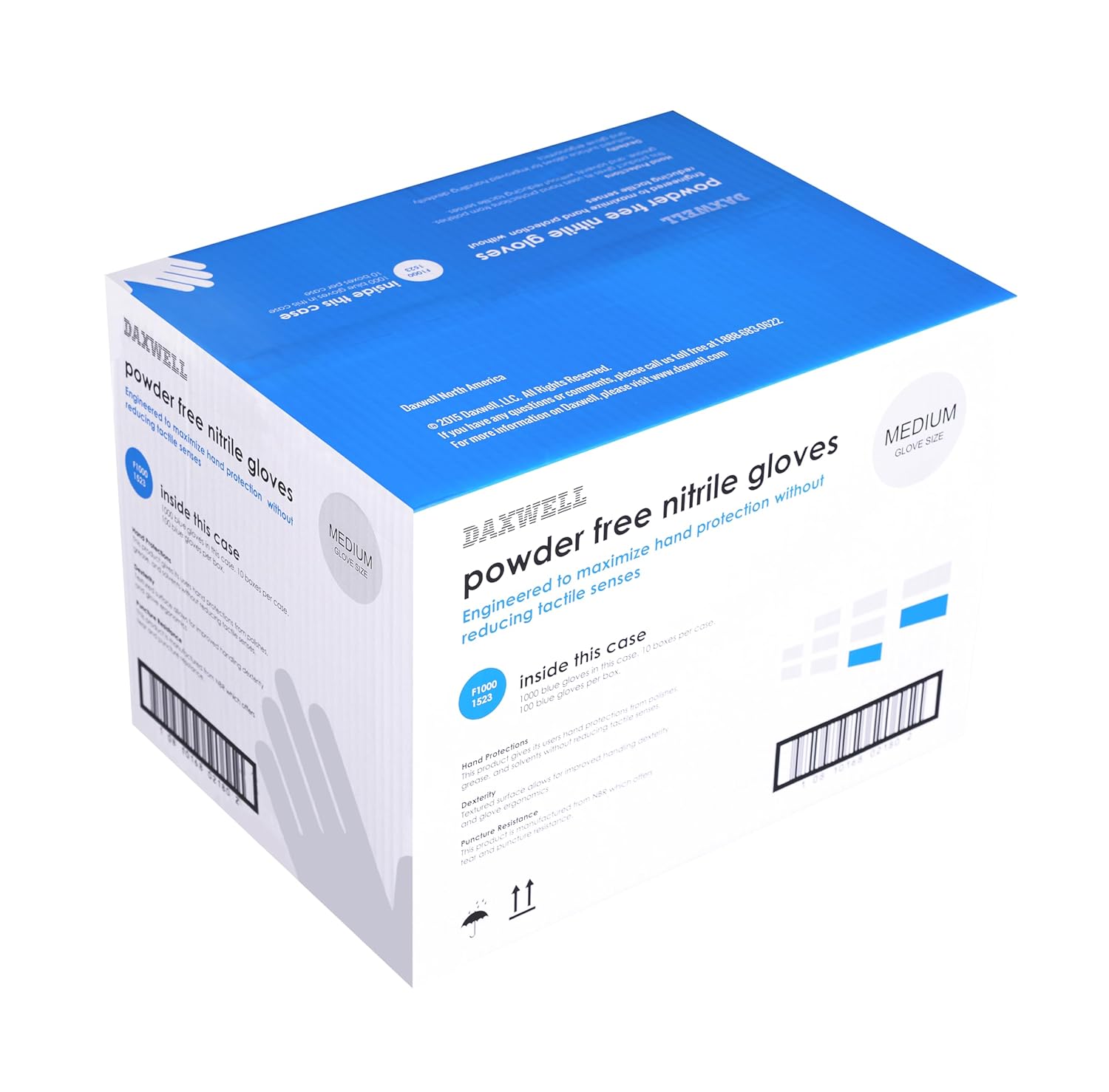 Daxwell Nitrile Gloves Powder Free Medium Blue 1000 Pack