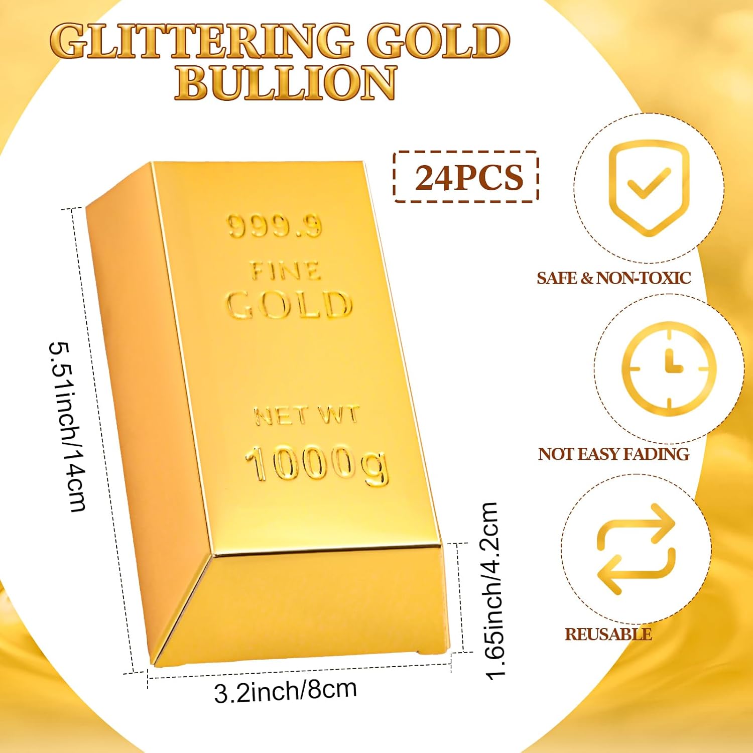 Honoson Gold Bar Party Favor Boxes 24 Pcs