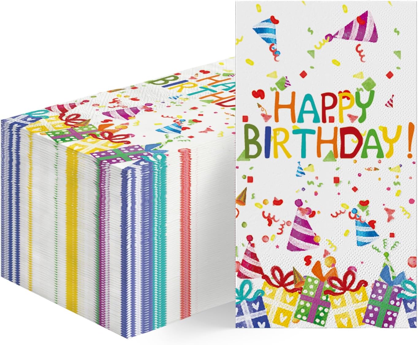 Horaldaily 100 Birthday Disposable Paper Napkins with Balloon Design