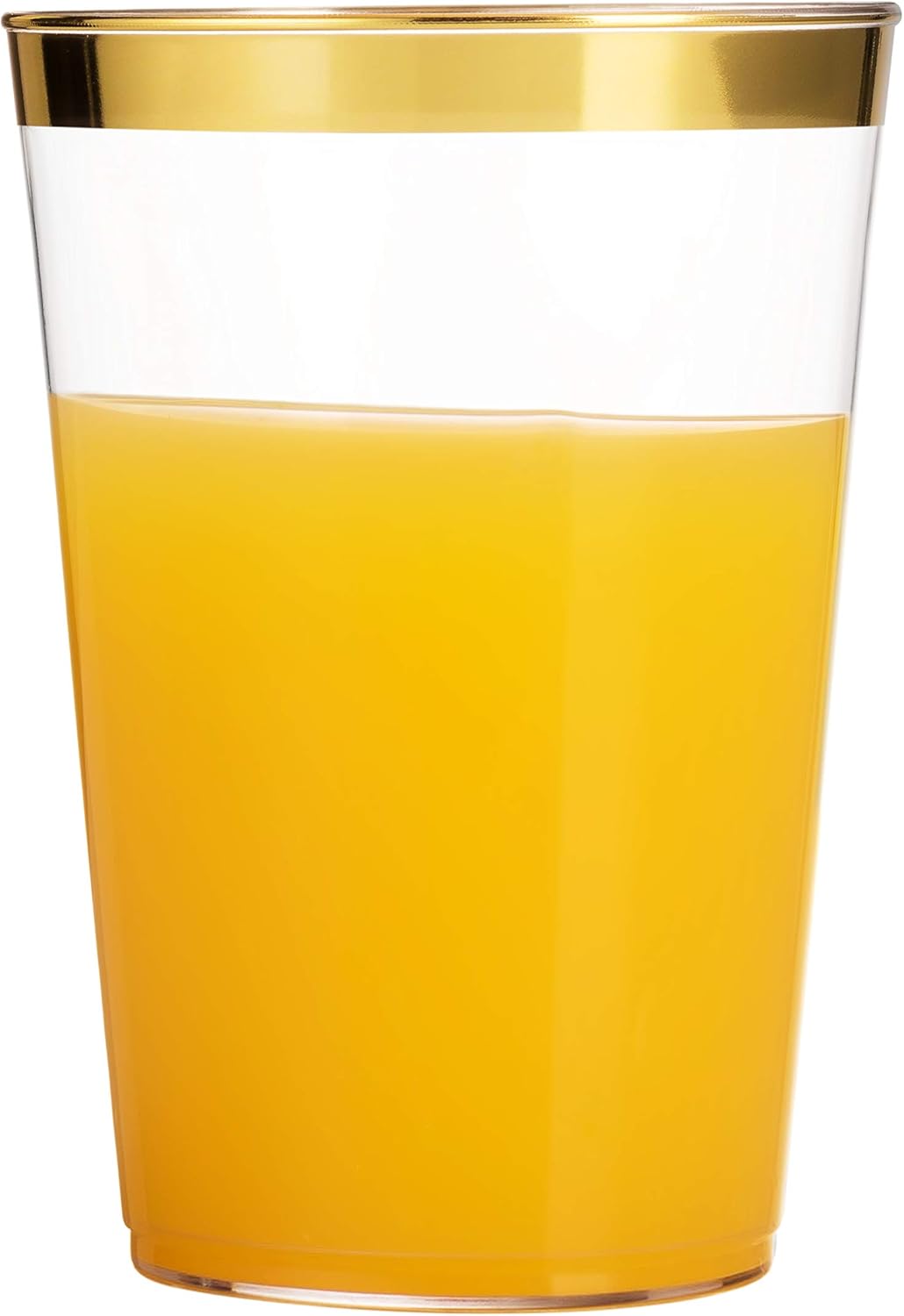Munfix Gold Plastic Cups 12 Oz Clear Tumblers