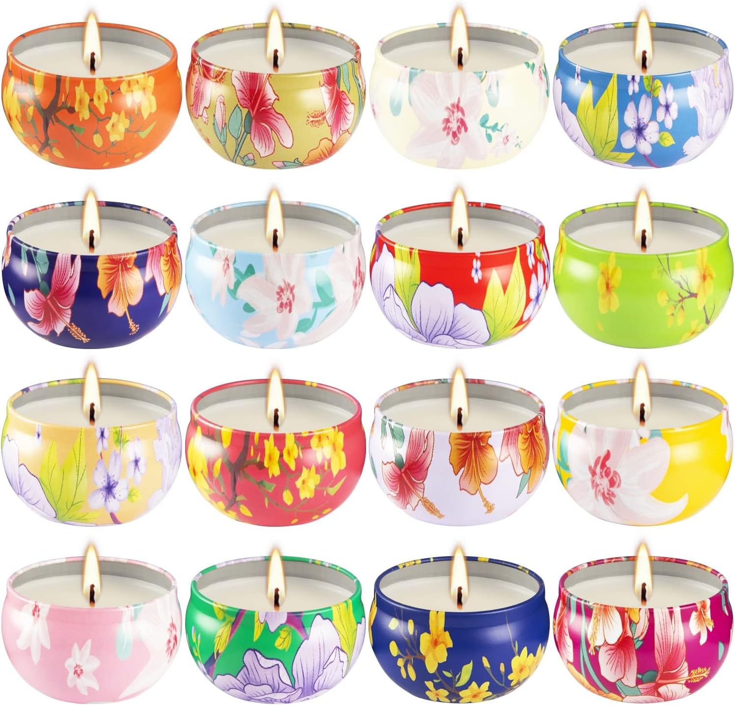 16 Pack 25oz Ladies Scented Candle Flower Set