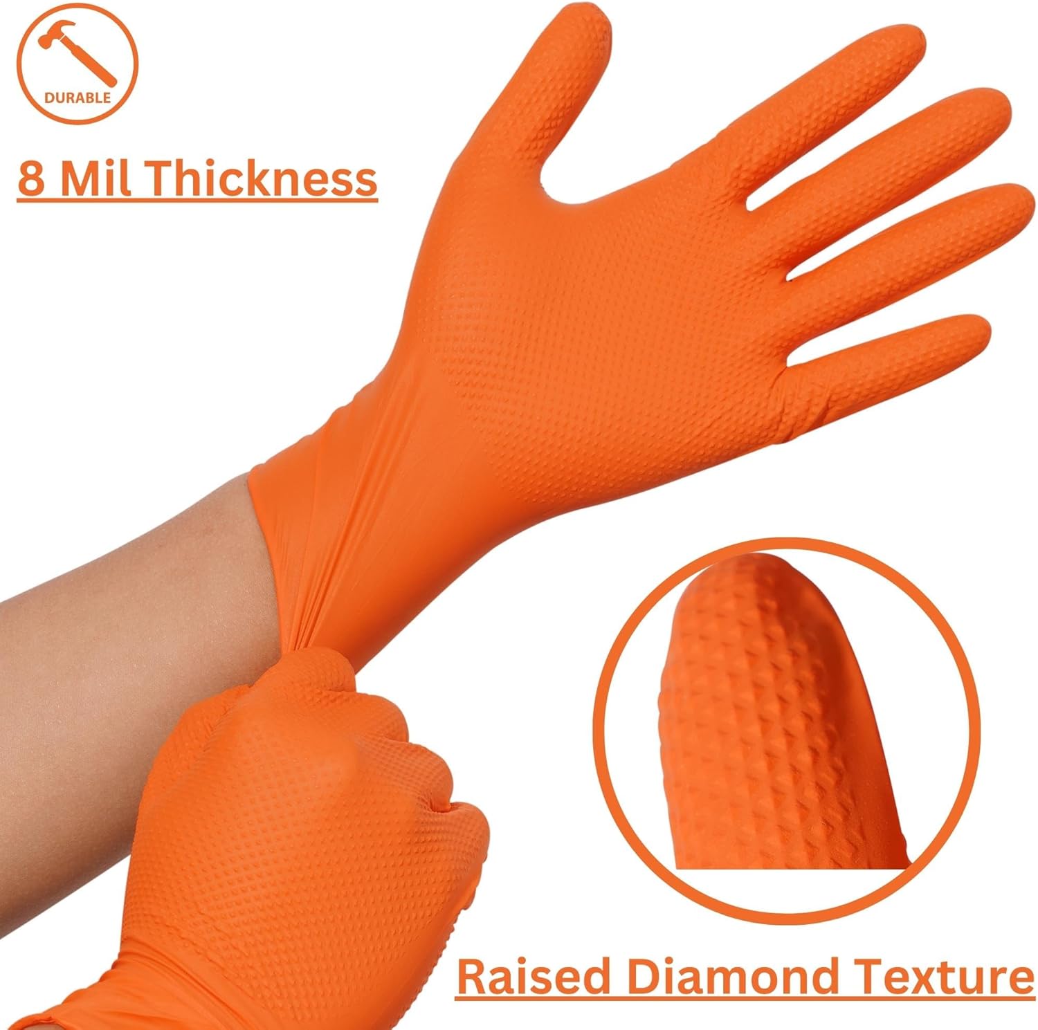 Industrial Nitrile Gloves 8 Mil Heavy Duty Orange