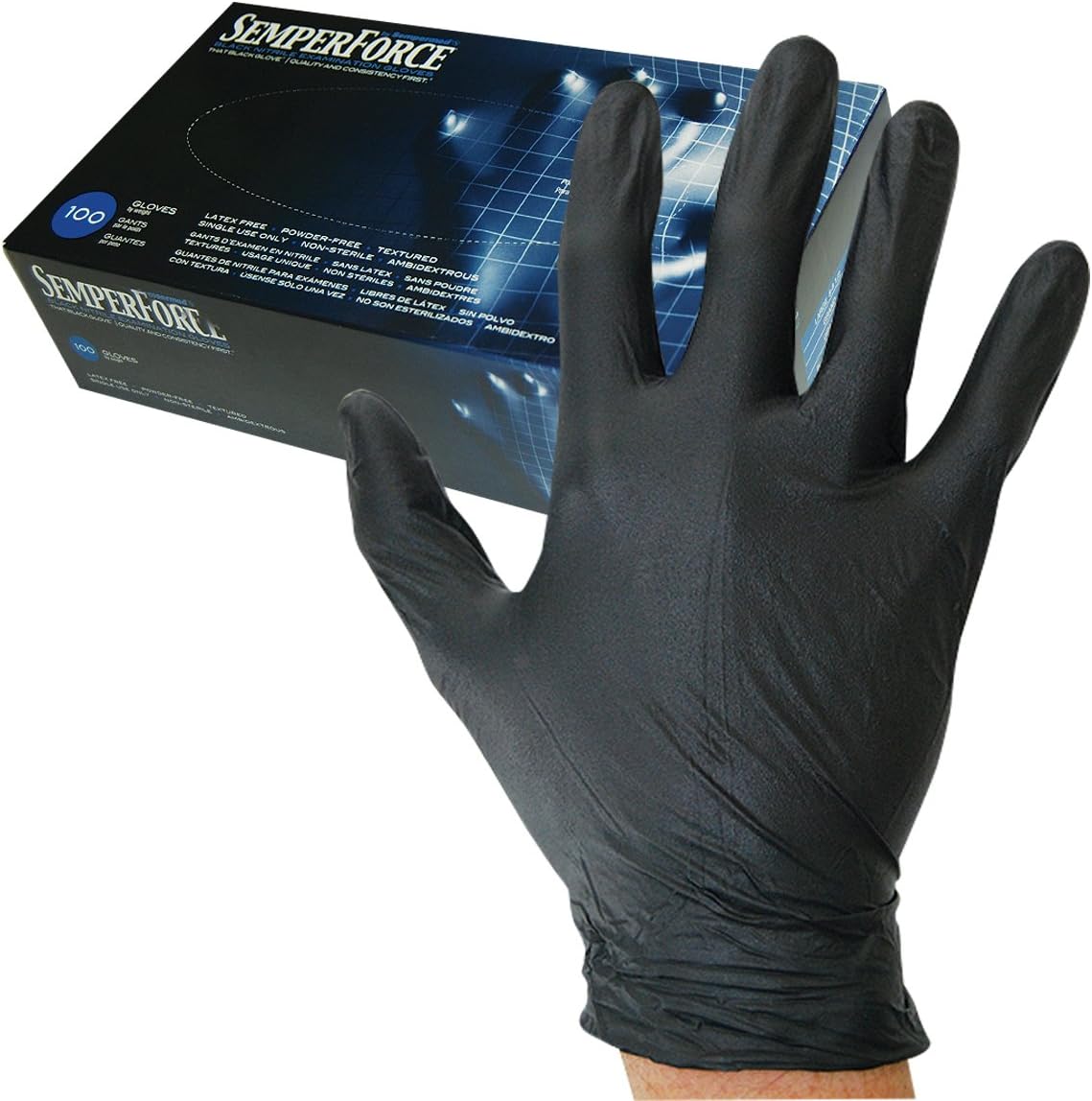Sempermed BPM-100 Black Nitrile Gloves Medium Box of 100