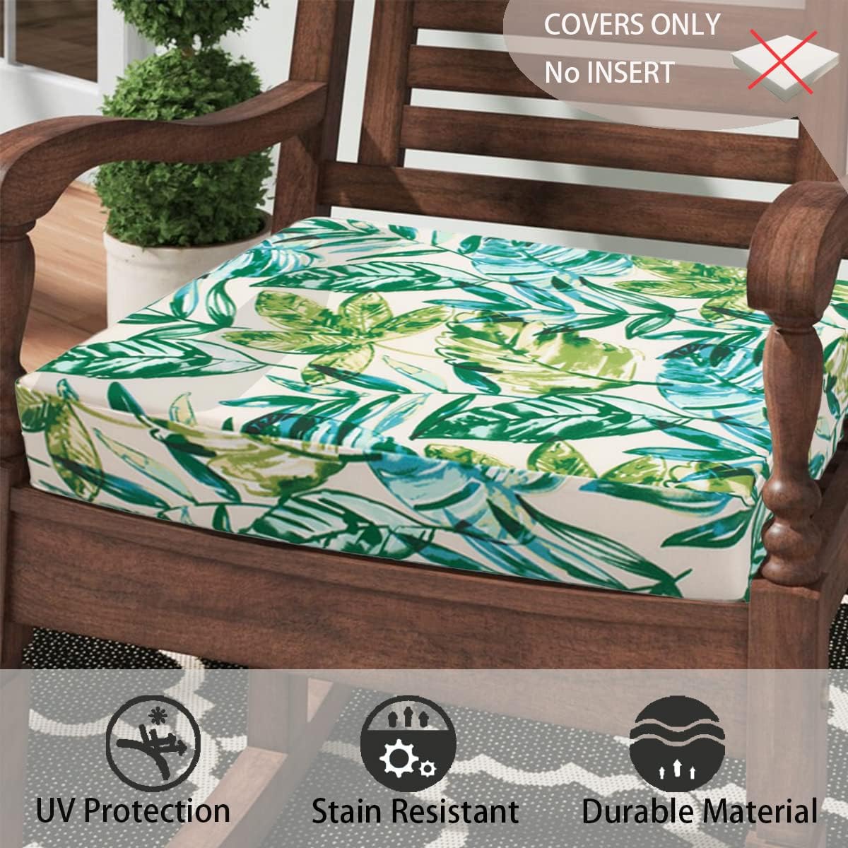 FUNHOME Outdoor Cushion Covers Set of 2 24x24x4 Inch