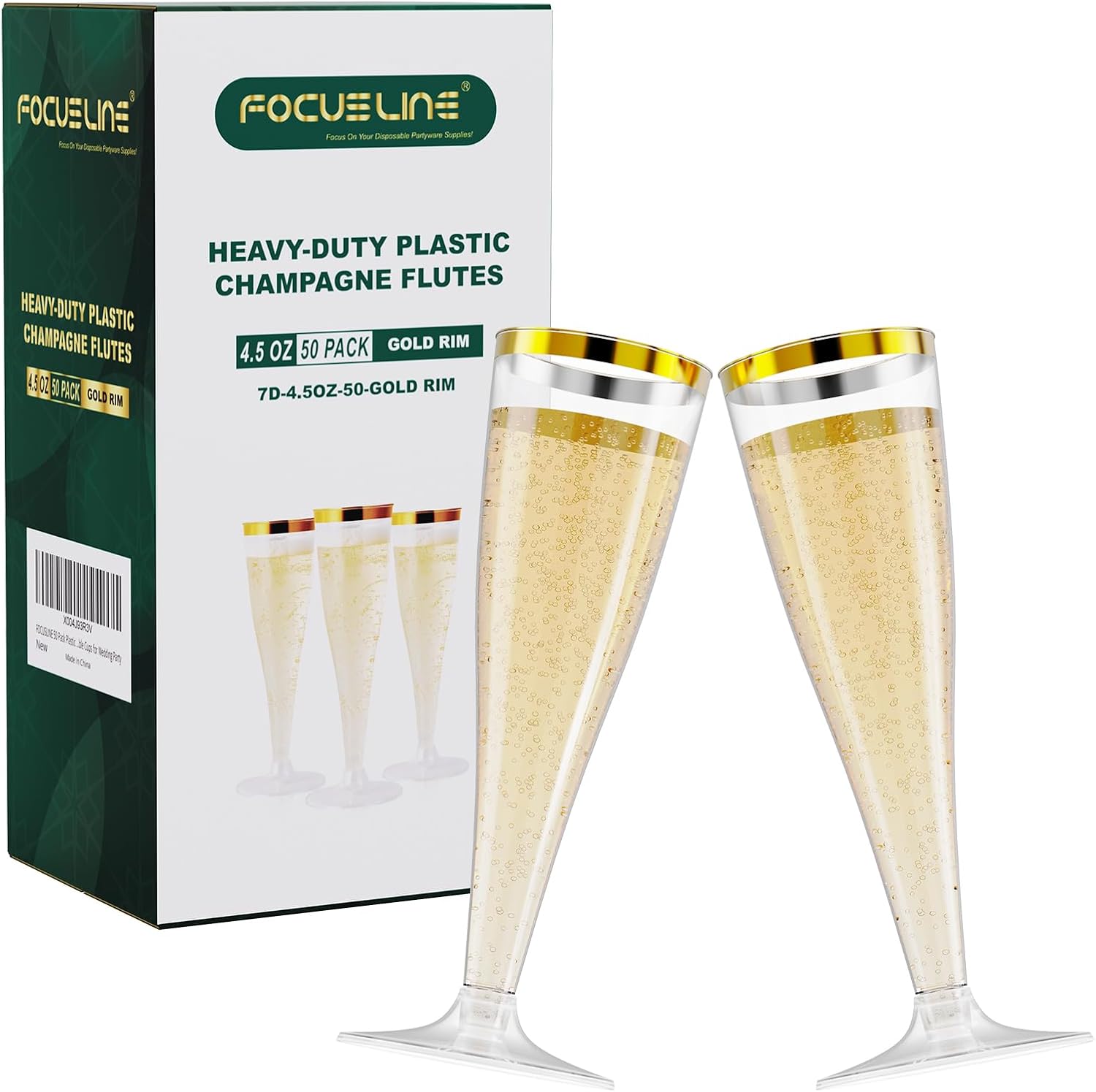 FOCUSLINE 50 Pack Plastic Champagne Flutes