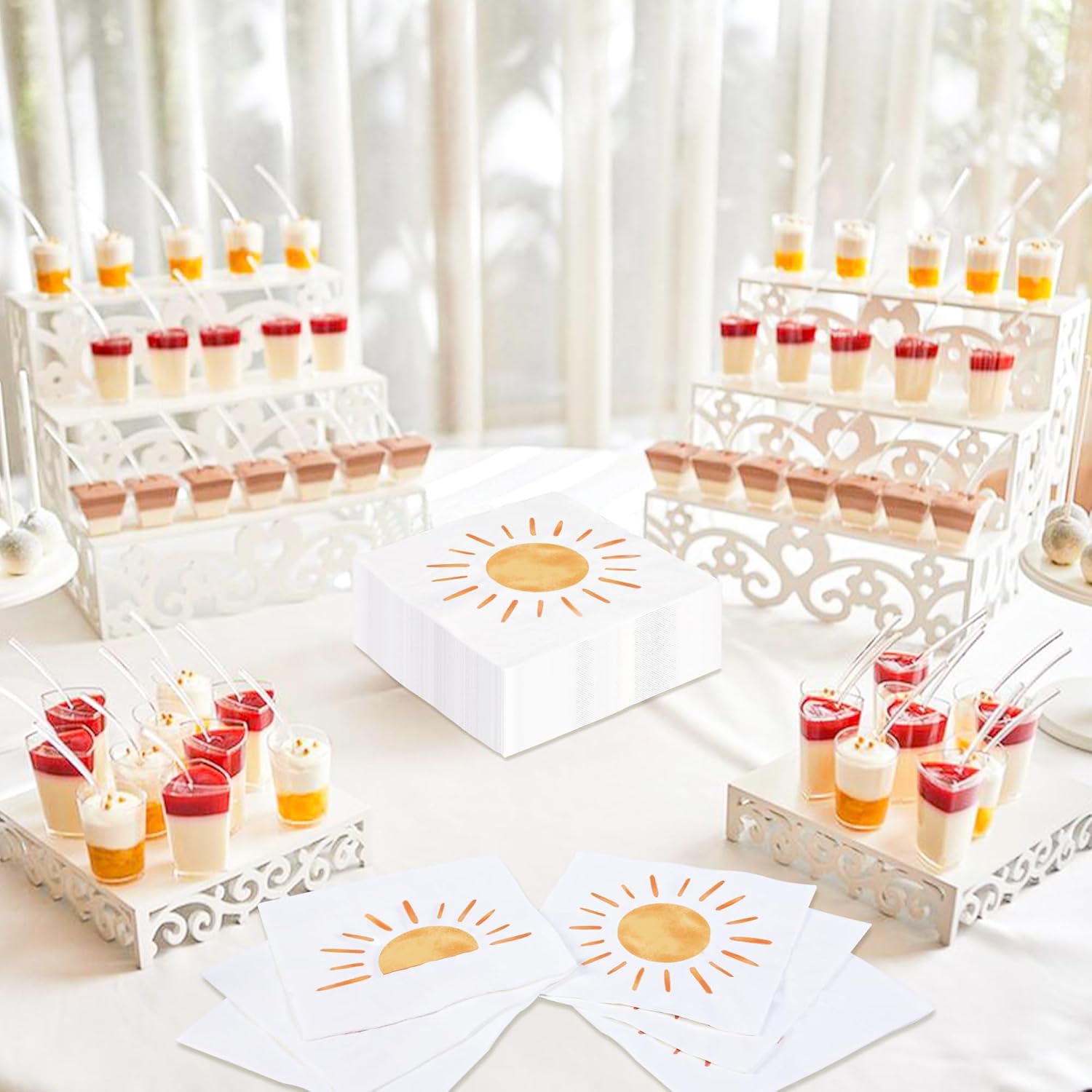 100 PCS Boho Sun Paper Napkins for Birthday Party