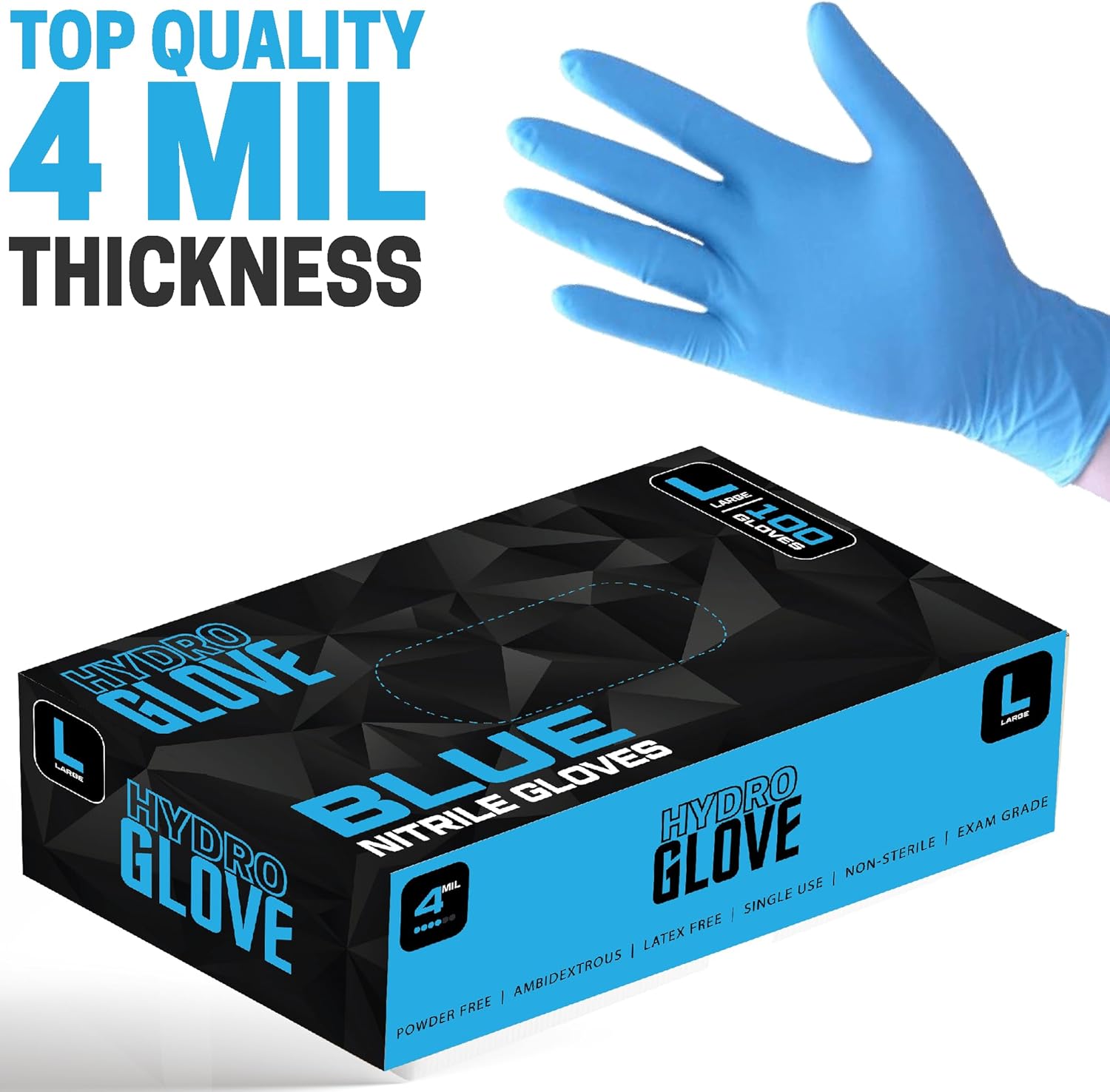 4 Mil Blue Nitrile Gloves Case of 1000