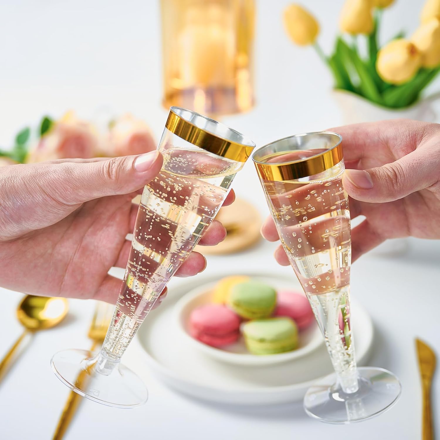 FOCUSLINE 50 Pack Plastic Champagne Flutes
