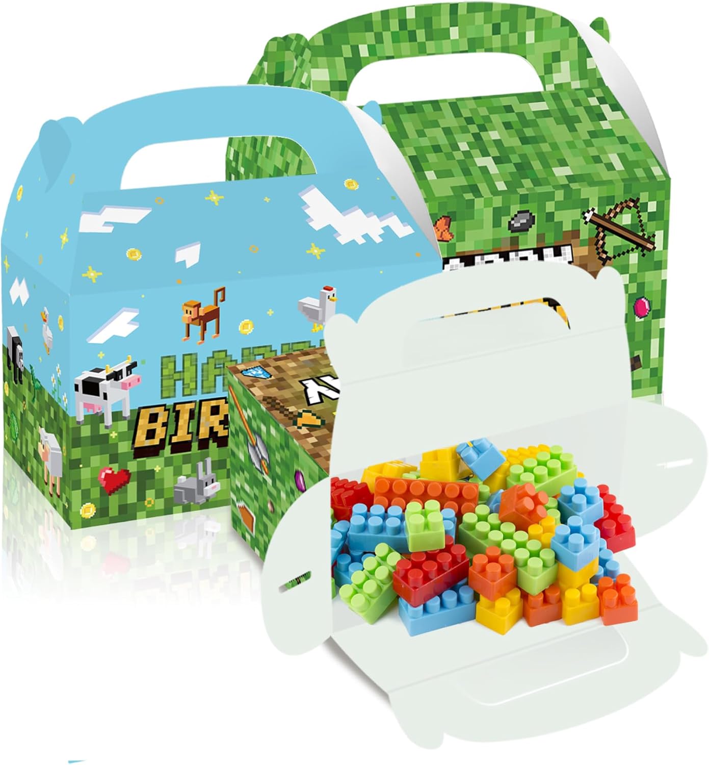 16 Piece Pixel Style Goodie Boxes for Birthday Parties