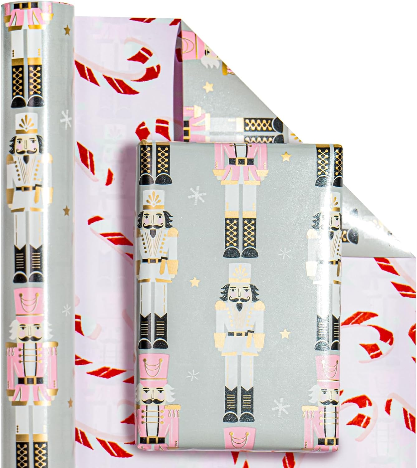 WRAPAHOLIC Reversible Christmas Wrapping Paper - 17x33ft Mini Roll