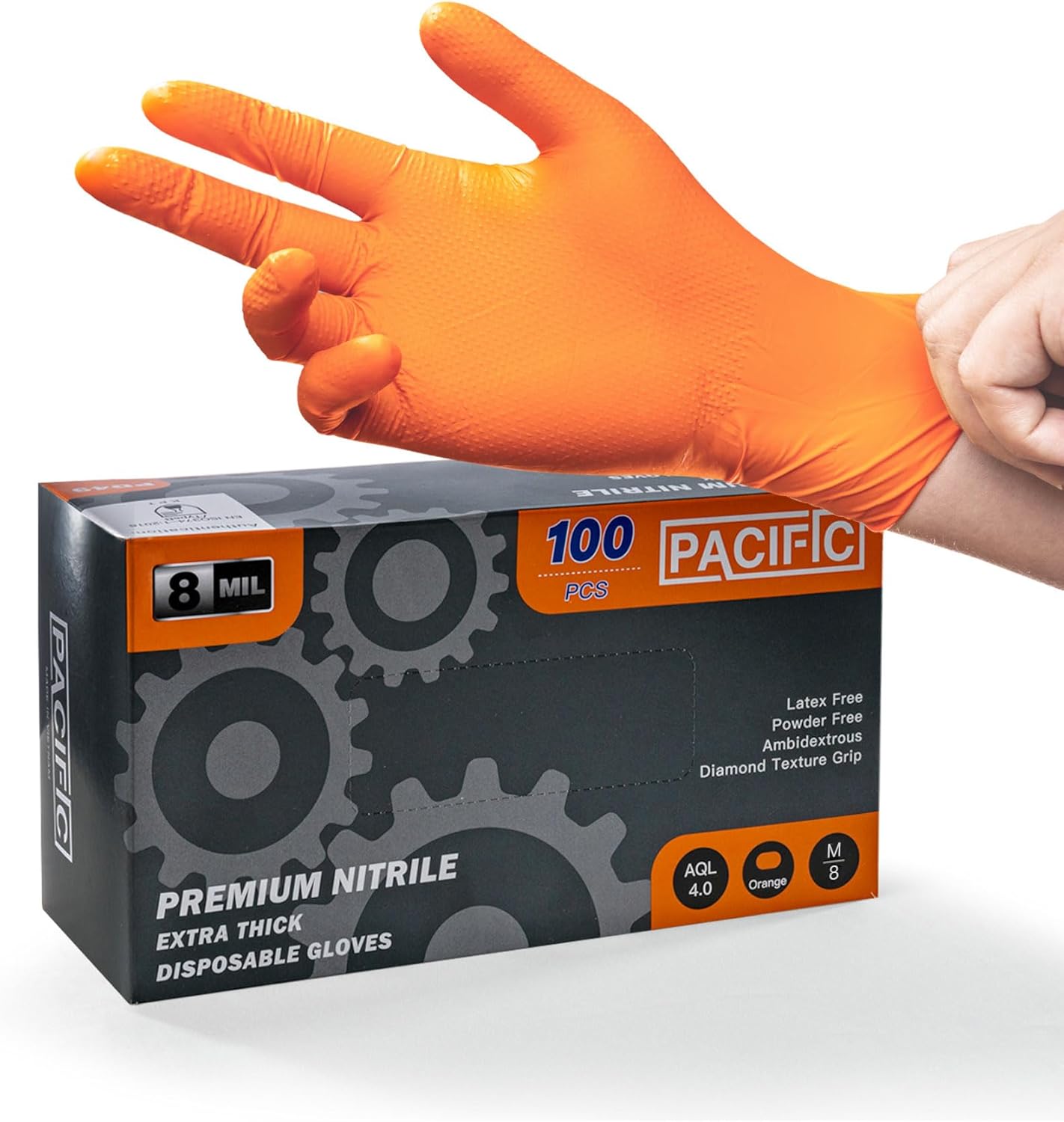 PACIFIC PPE Strength Nitrile Gloves 8 Mil Diamond Texture