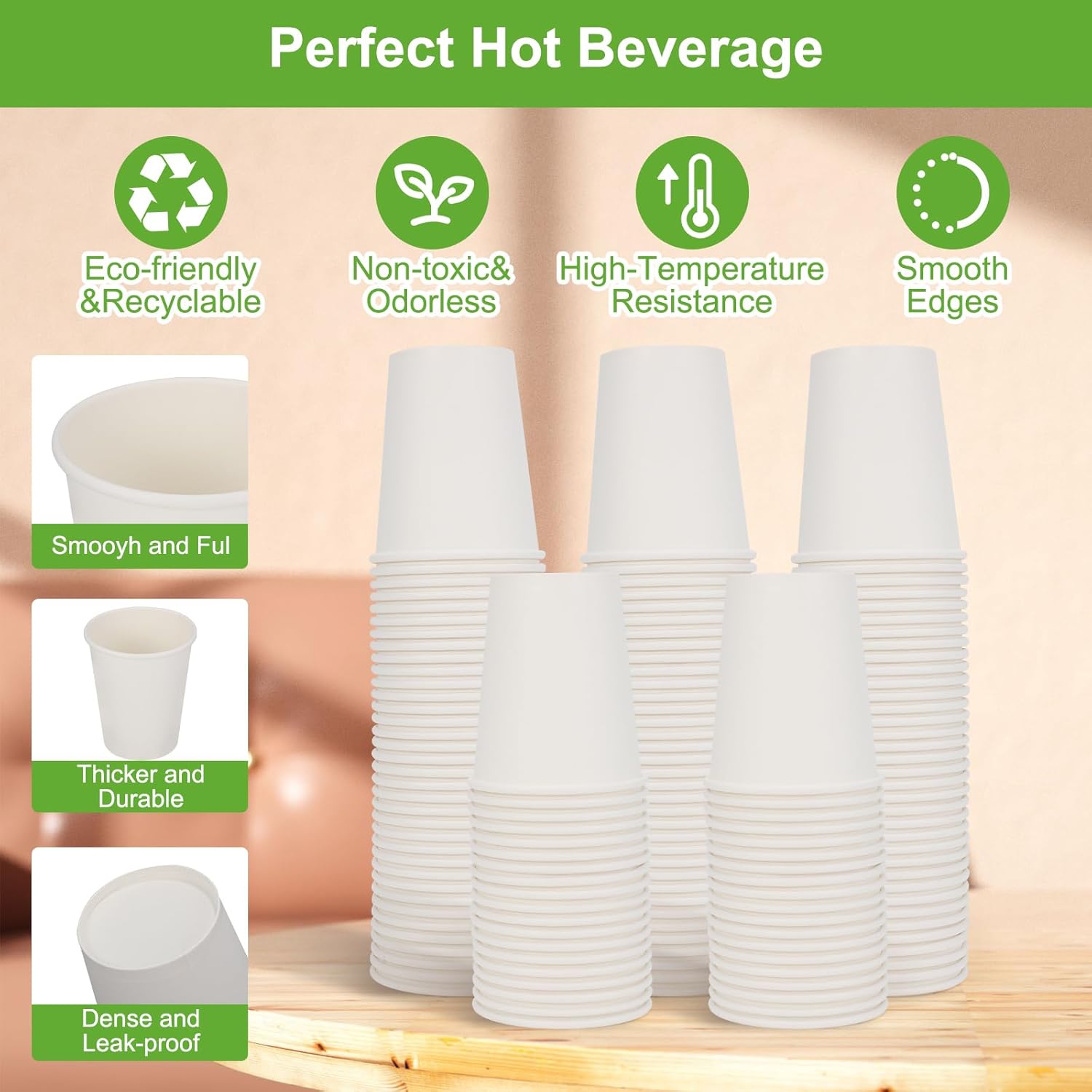 120 Pack 8 Oz Paper Cups for Coffee Juice Tea Parties Travel
