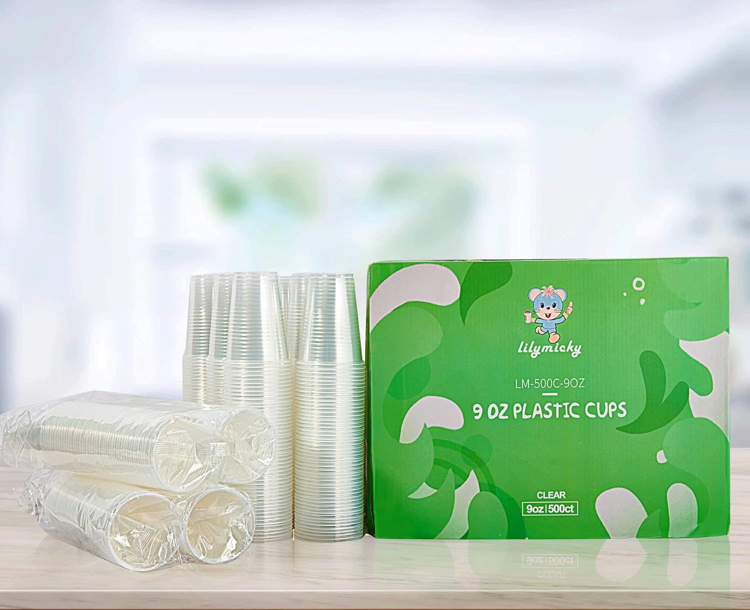 Lilymicky 500 Pack 9 oz Clear Plastic Cups