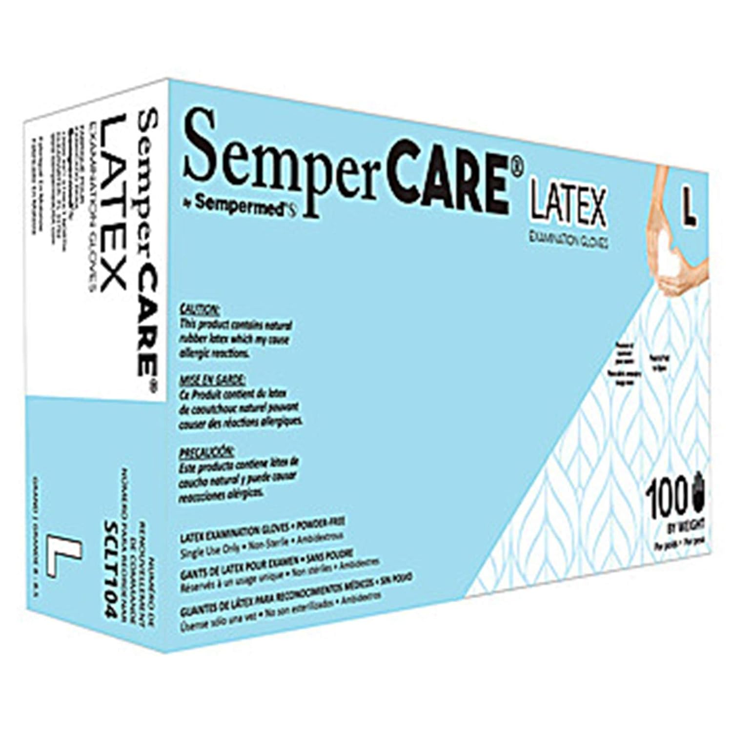 Sempermed Care Latex Glove Powder-Free Textured M 100 Pack