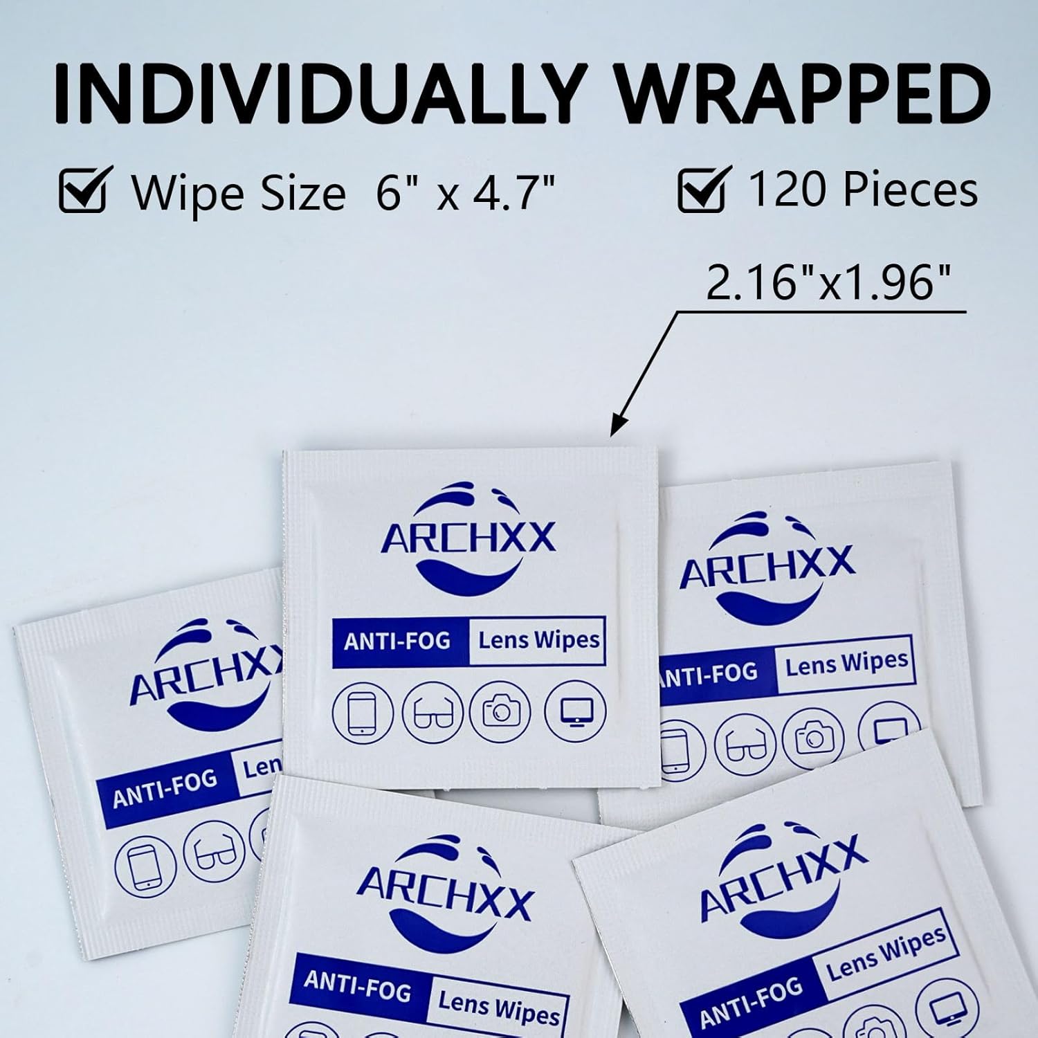 Anti Fog Wipes for Glasses - 120 Count Pre-Moistened