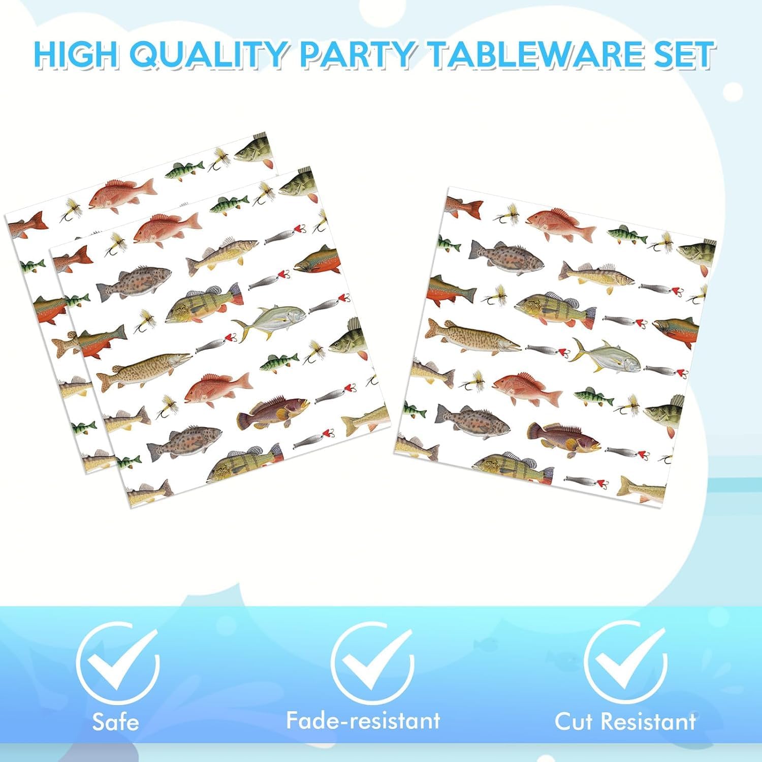 Gone Fishing Birthday Napkins 40Pcs Decor Set
