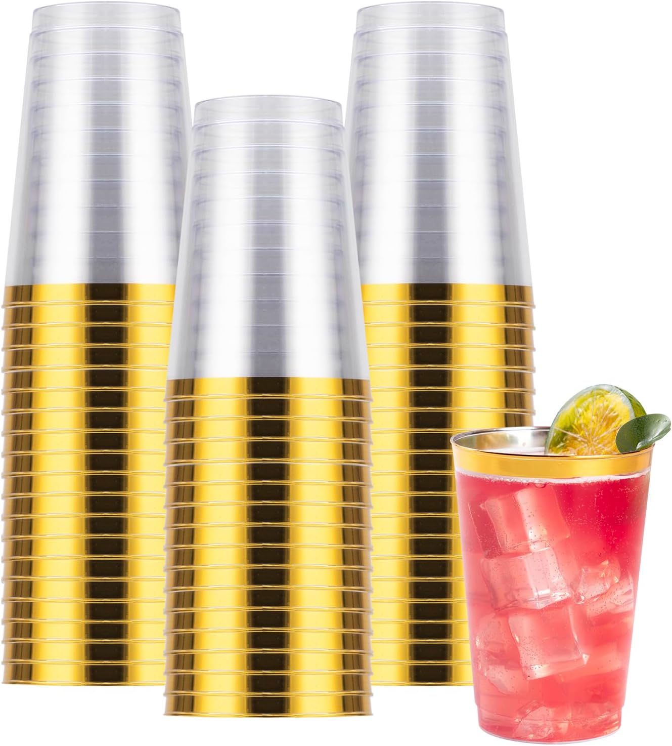 Goodluck 50PCS 12oz Gold Plastic Cups for Party