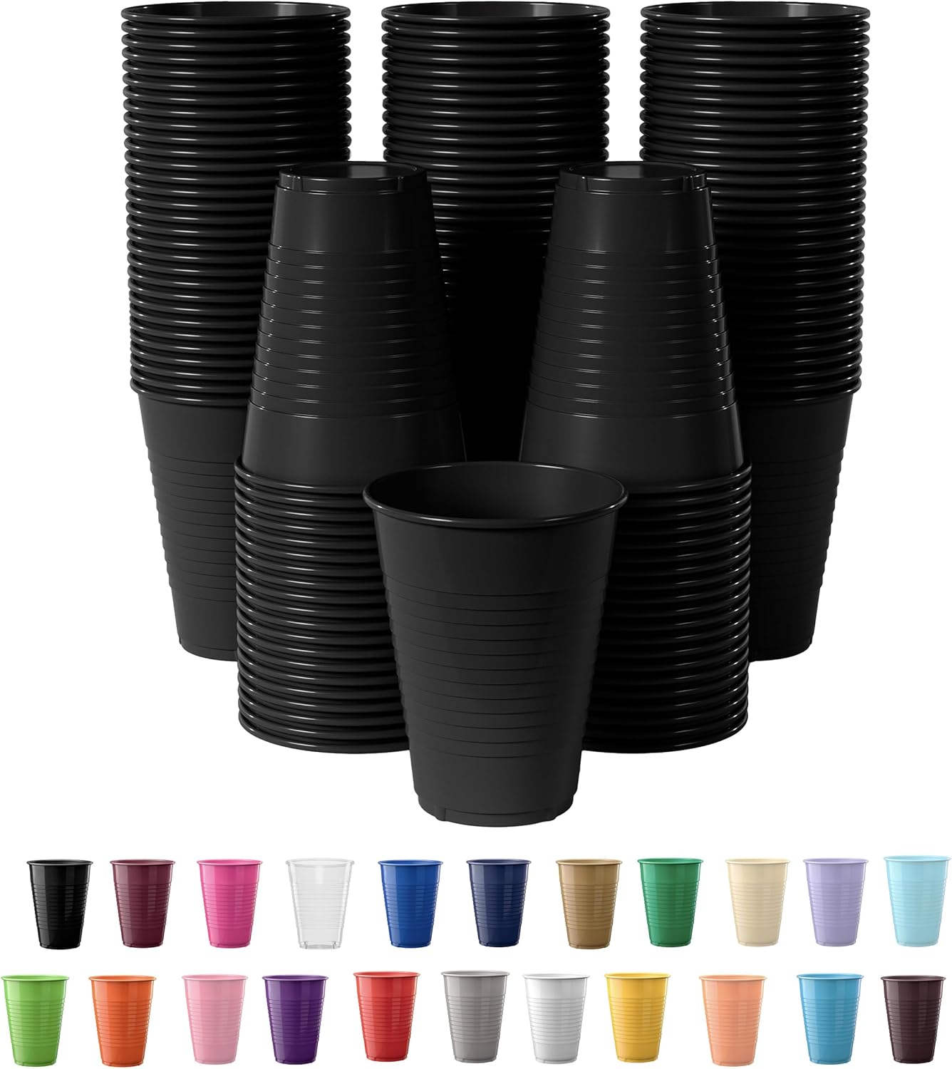 Exquisite 12 Oz Black Plastic Cups 50 Pack