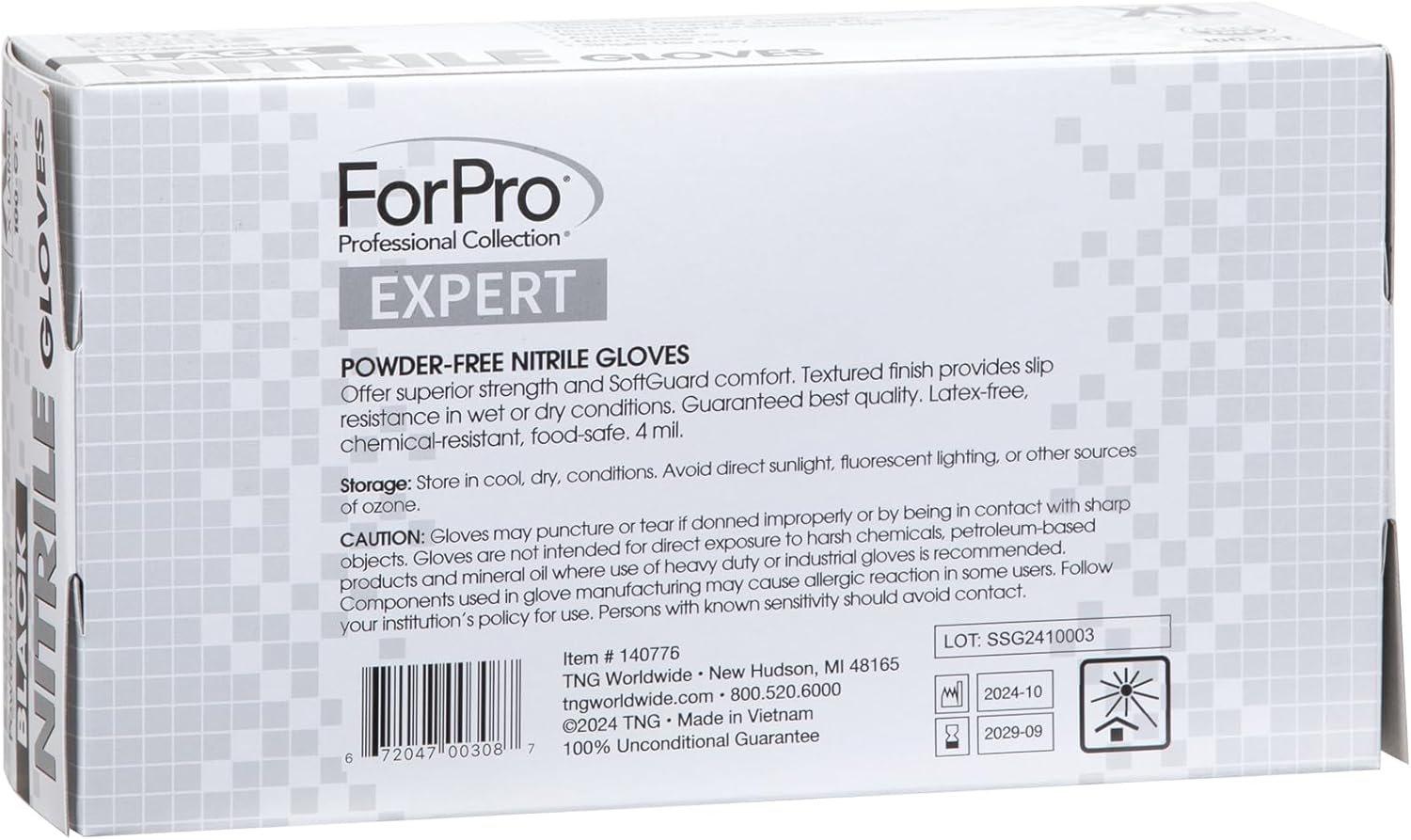 ForPro Expert SoftGuard Nitrile Gloves 4 Mil Black X-Large 100-Count