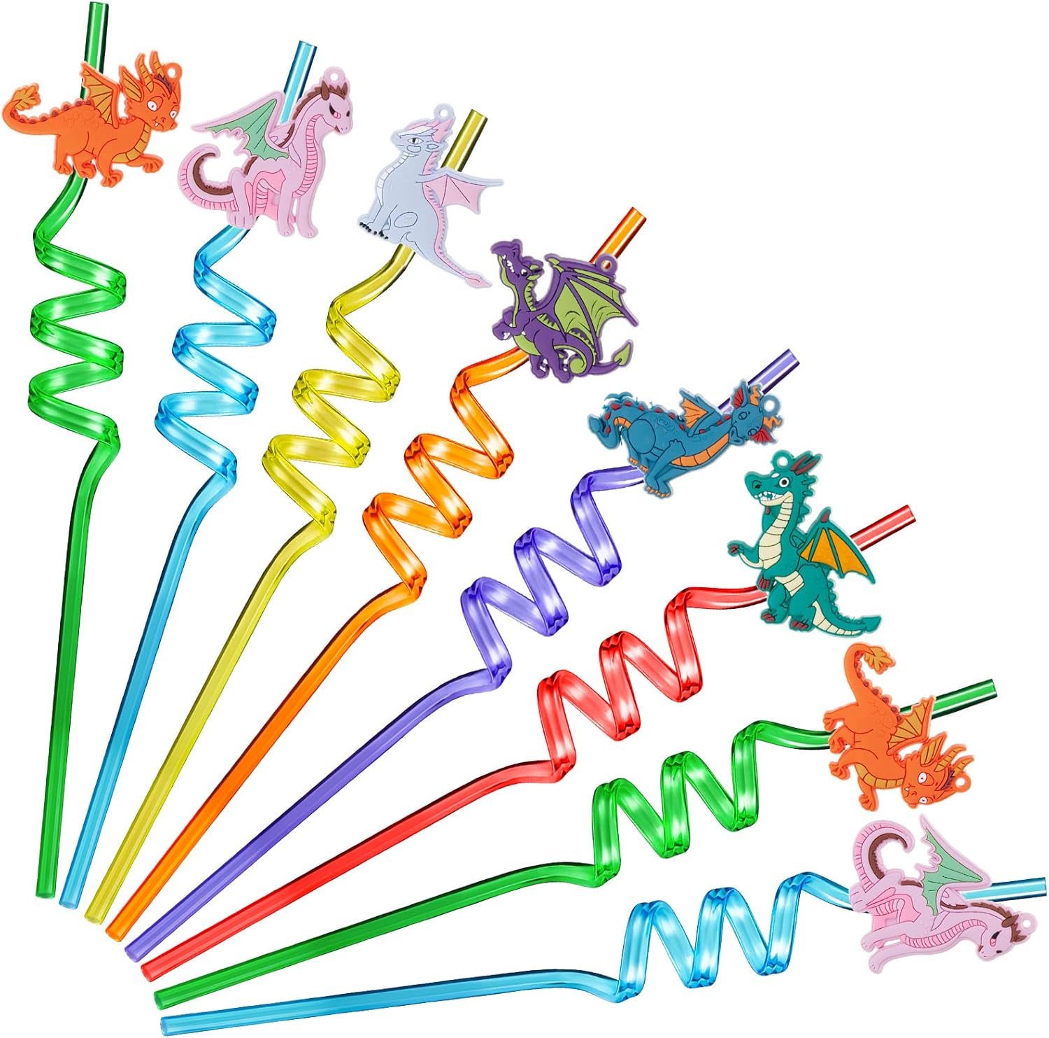 Zhehao 24 Piece Dragon Drinking Straws for Kids Parties